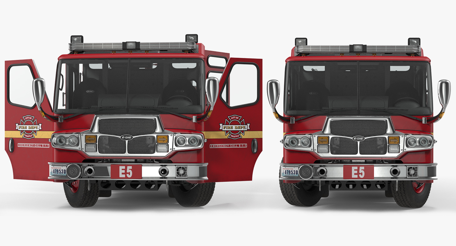 3D Fire Apparatus E One Quest Seattle Rigged