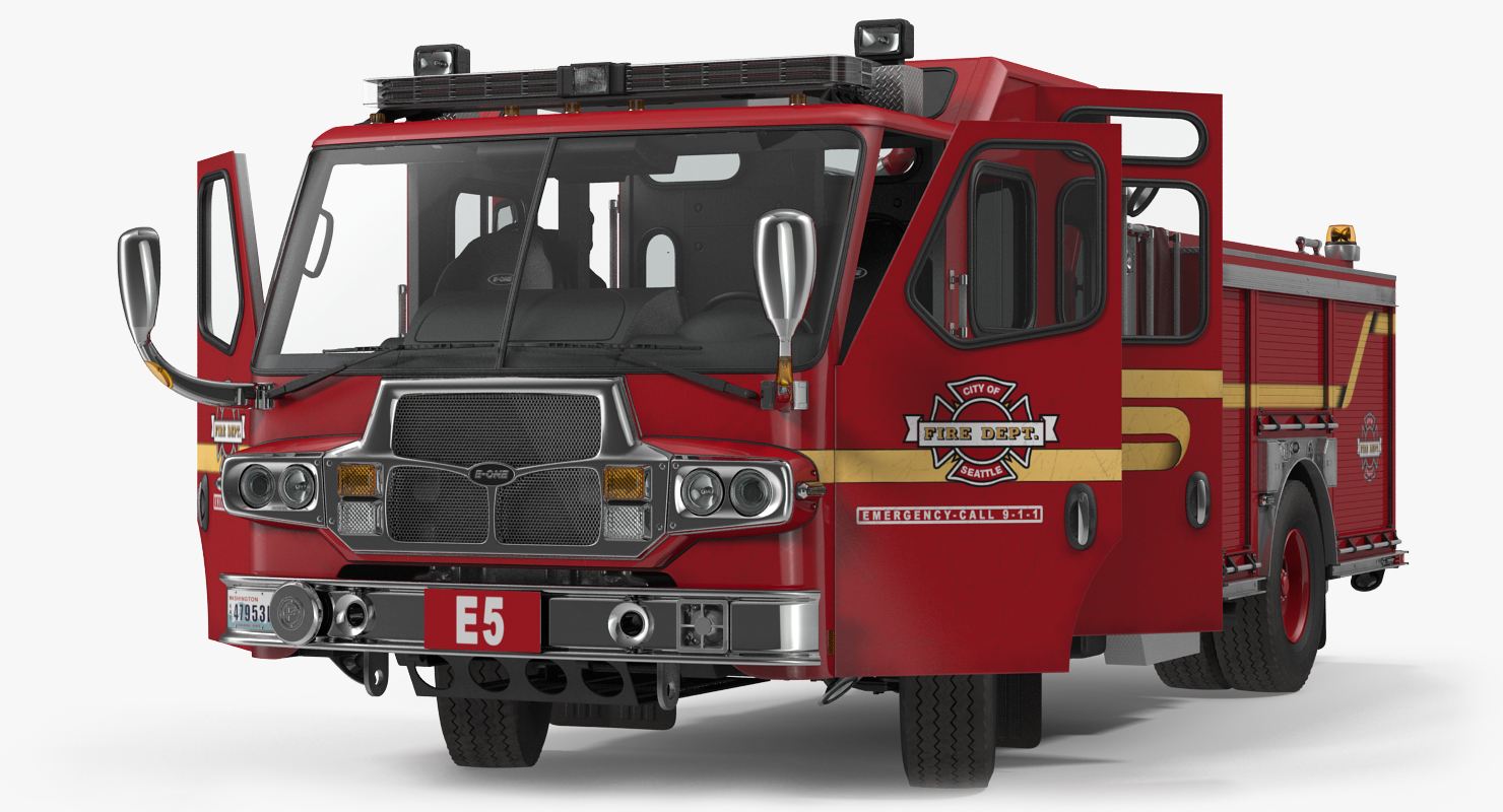 3D Fire Apparatus E One Quest Seattle Rigged