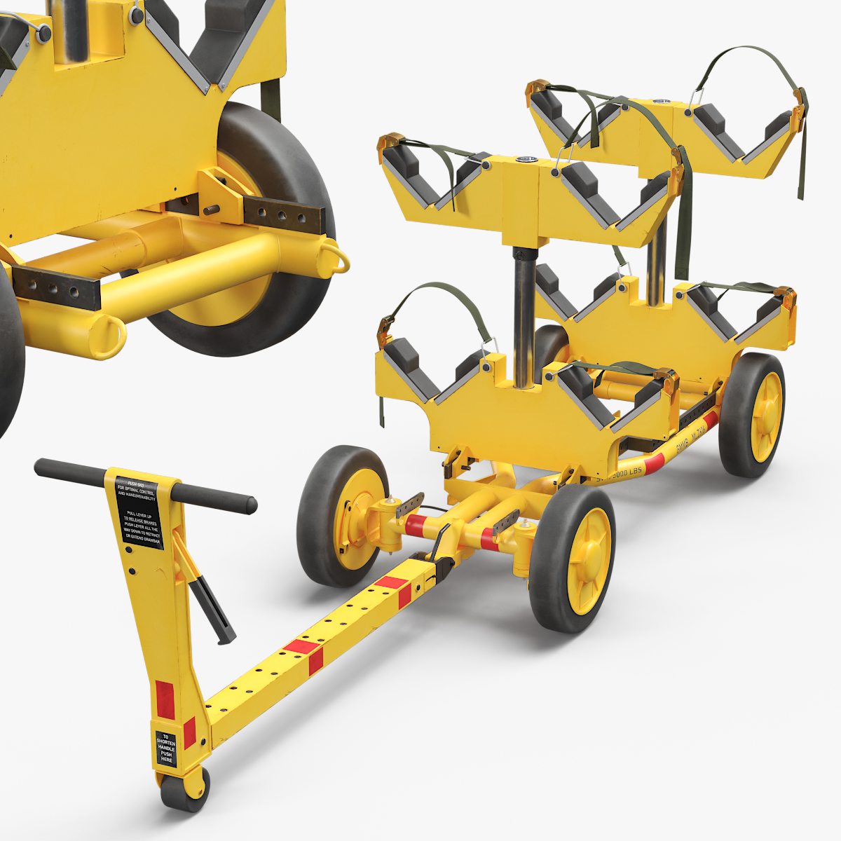 Aircraft Missile Transport Trolley Yellow 3D model preview