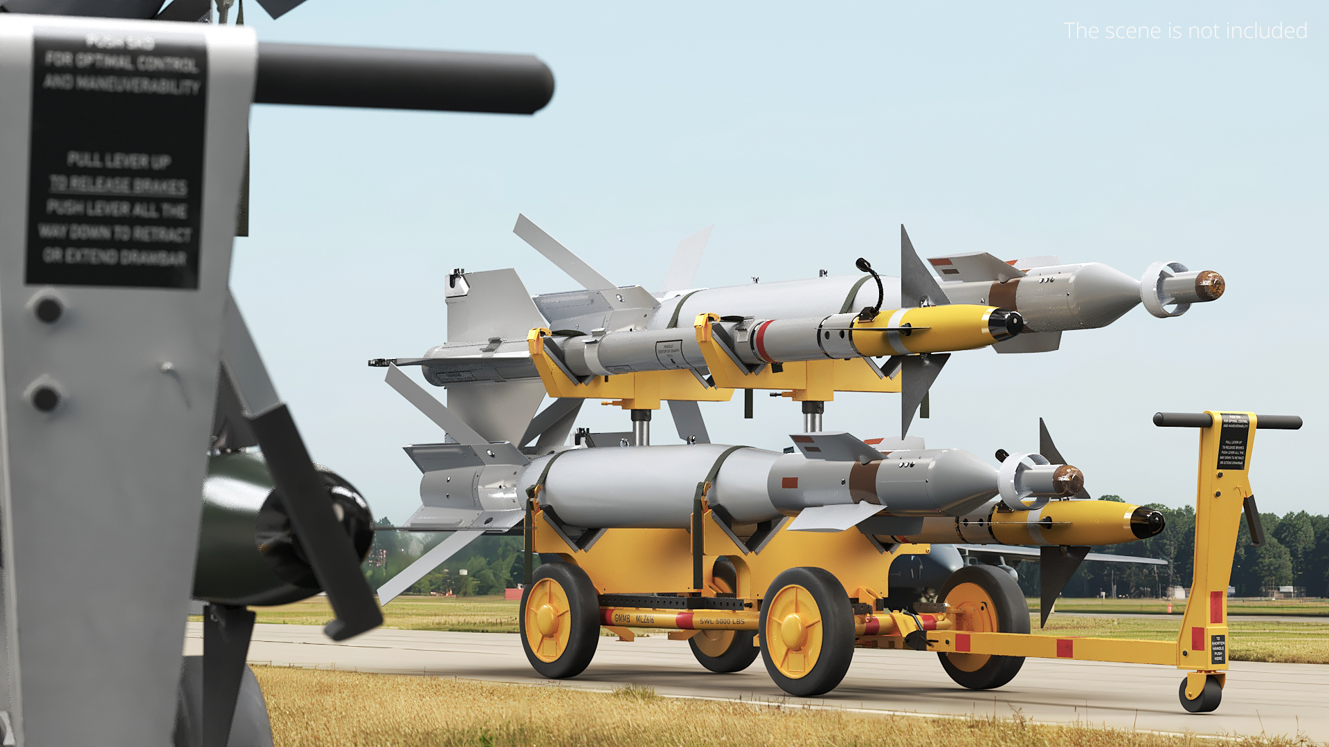 Aircraft Missile Transport Trolley Yellow - view 3