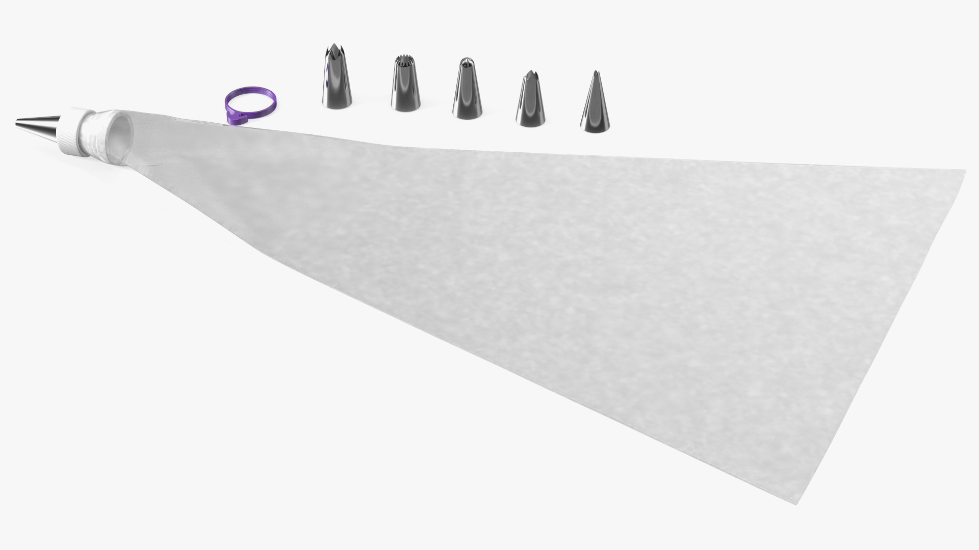 3D Piping Bag with Steel Nozzles Set model