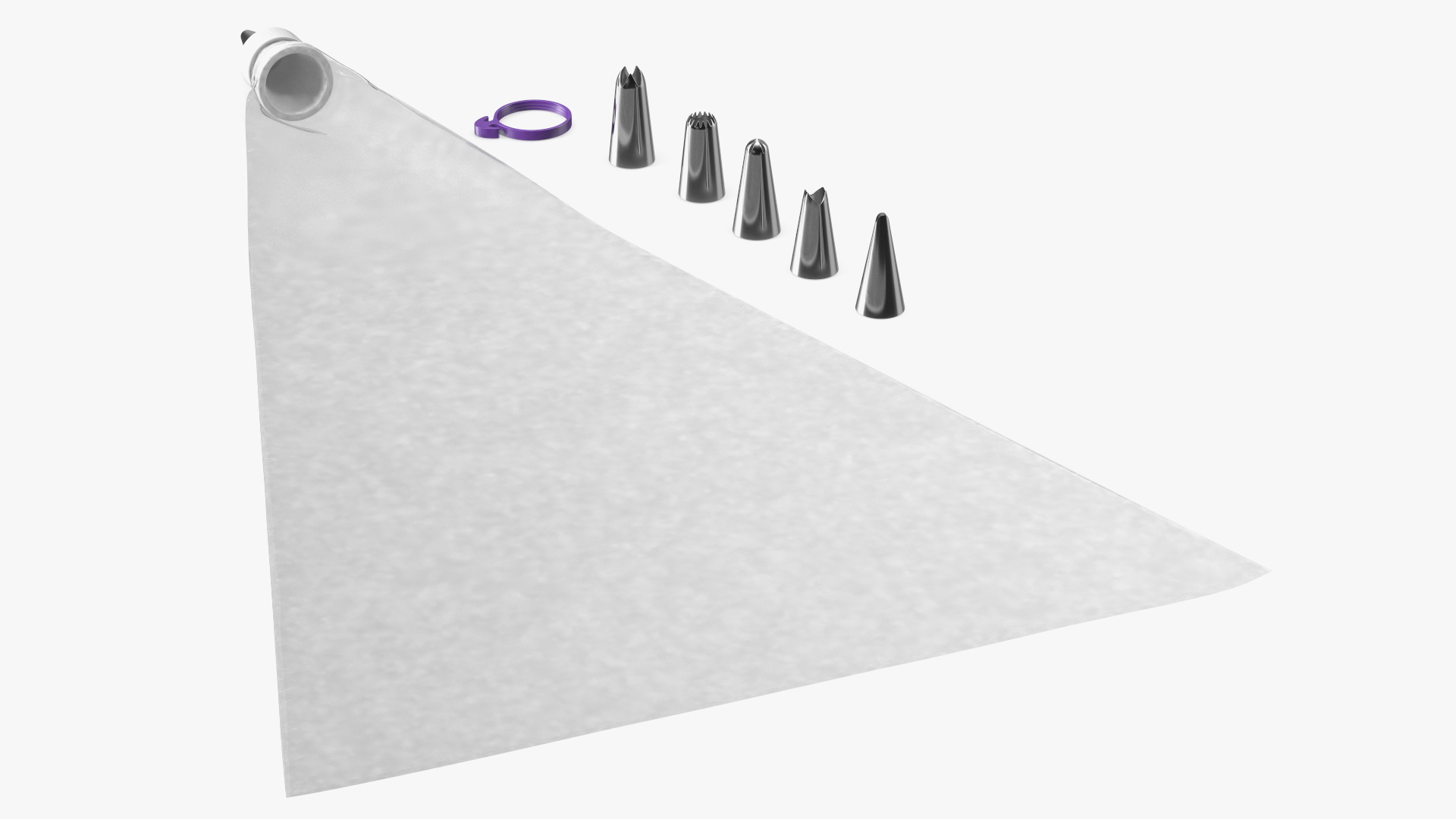 3D Piping Bag with Steel Nozzles Set model
