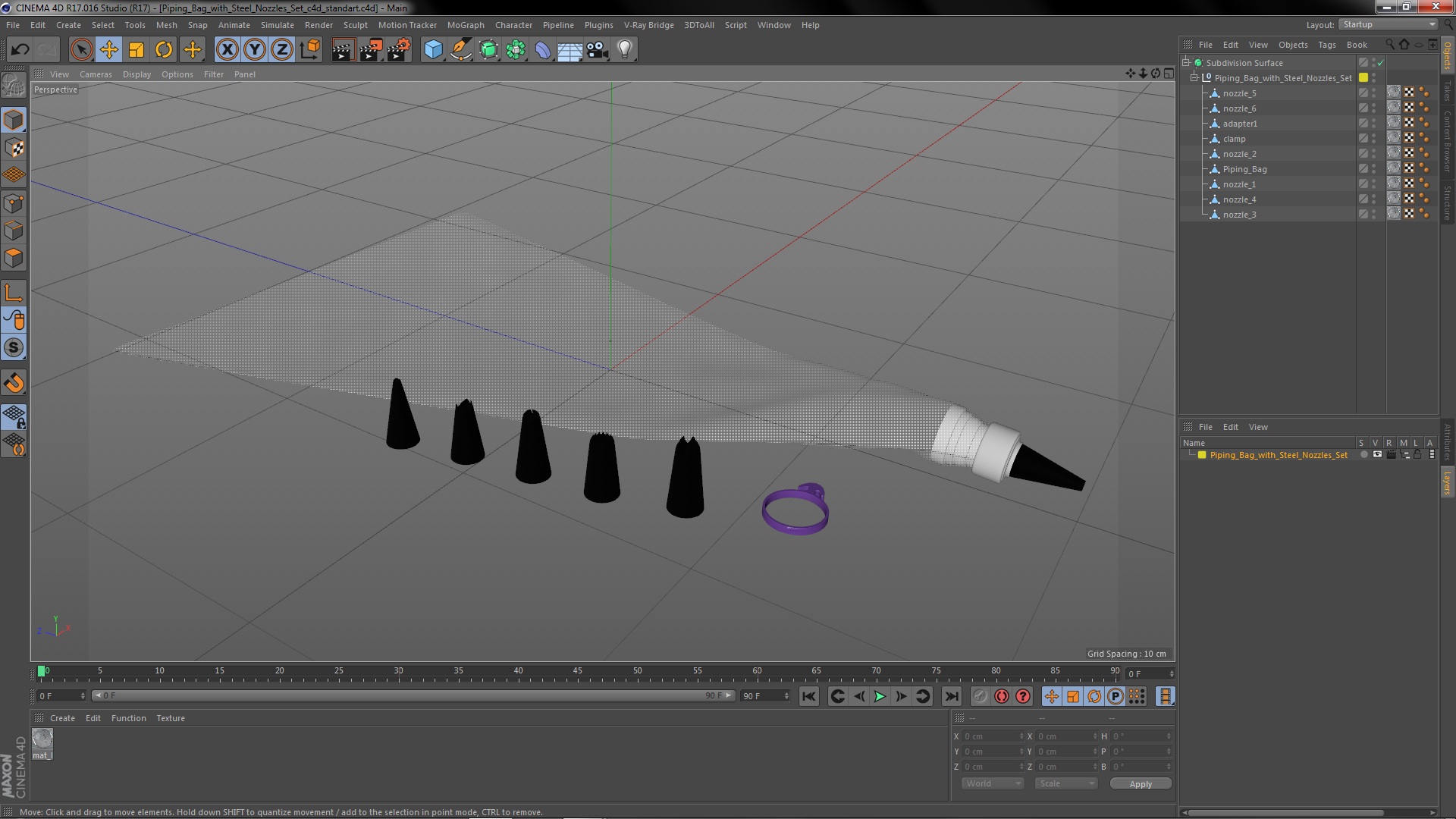 3D Piping Bag with Steel Nozzles Set model