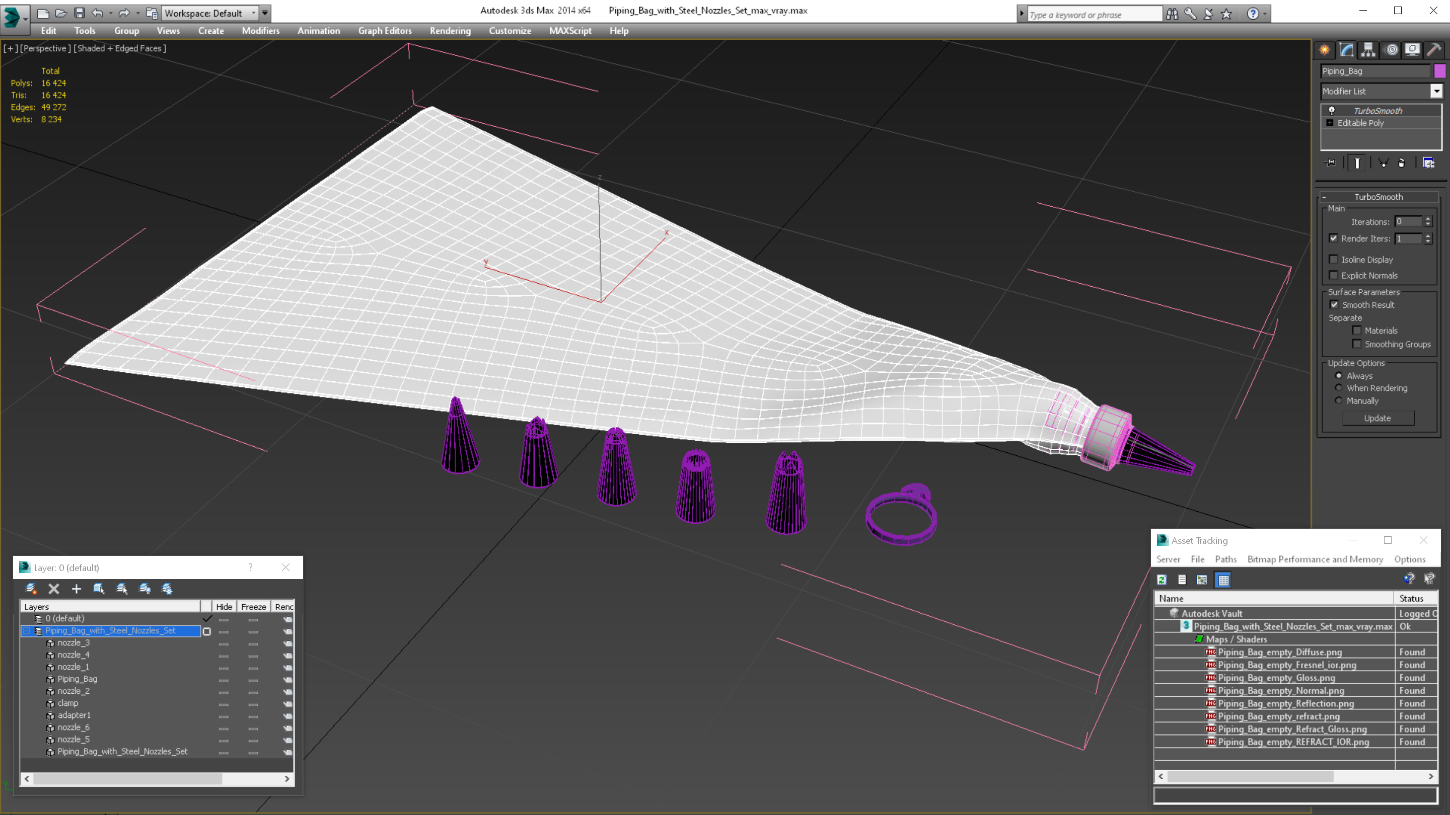 3D Piping Bag with Steel Nozzles Set model