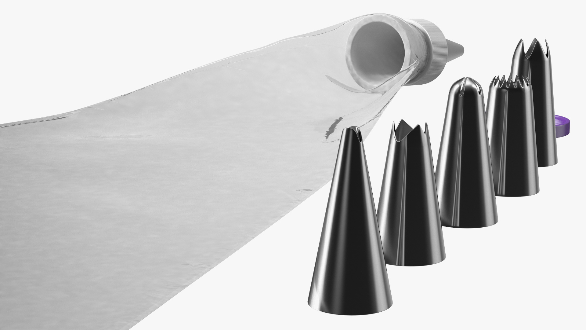 3D Piping Bag with Steel Nozzles Set model
