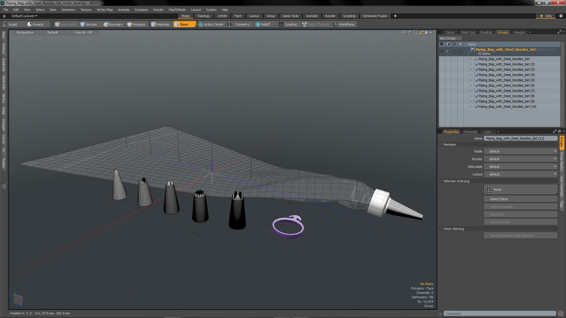 3D Piping Bag with Steel Nozzles Set model