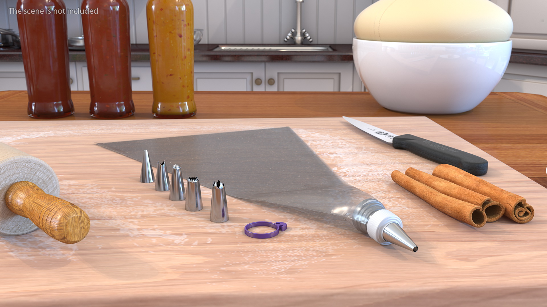 3D Piping Bag with Steel Nozzles Set model
