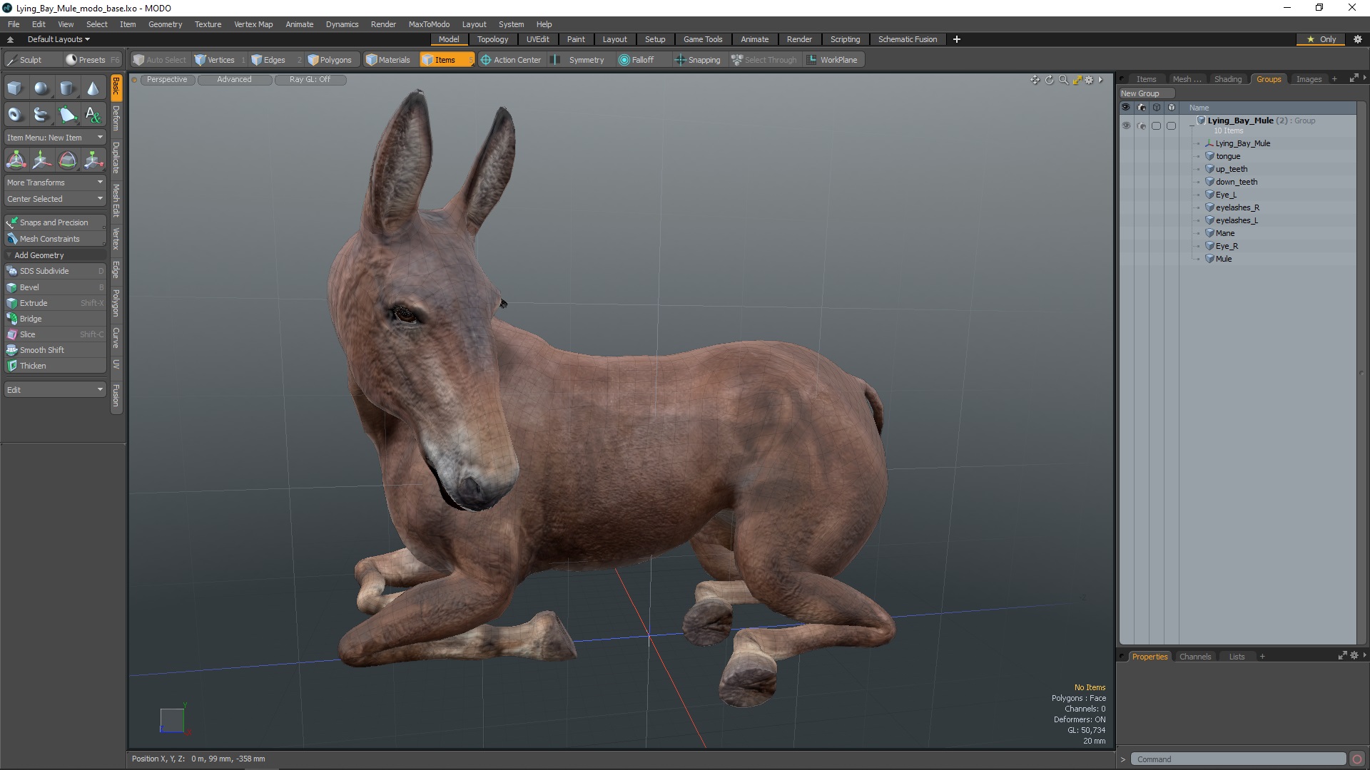 Lying Bay Mule 3D model