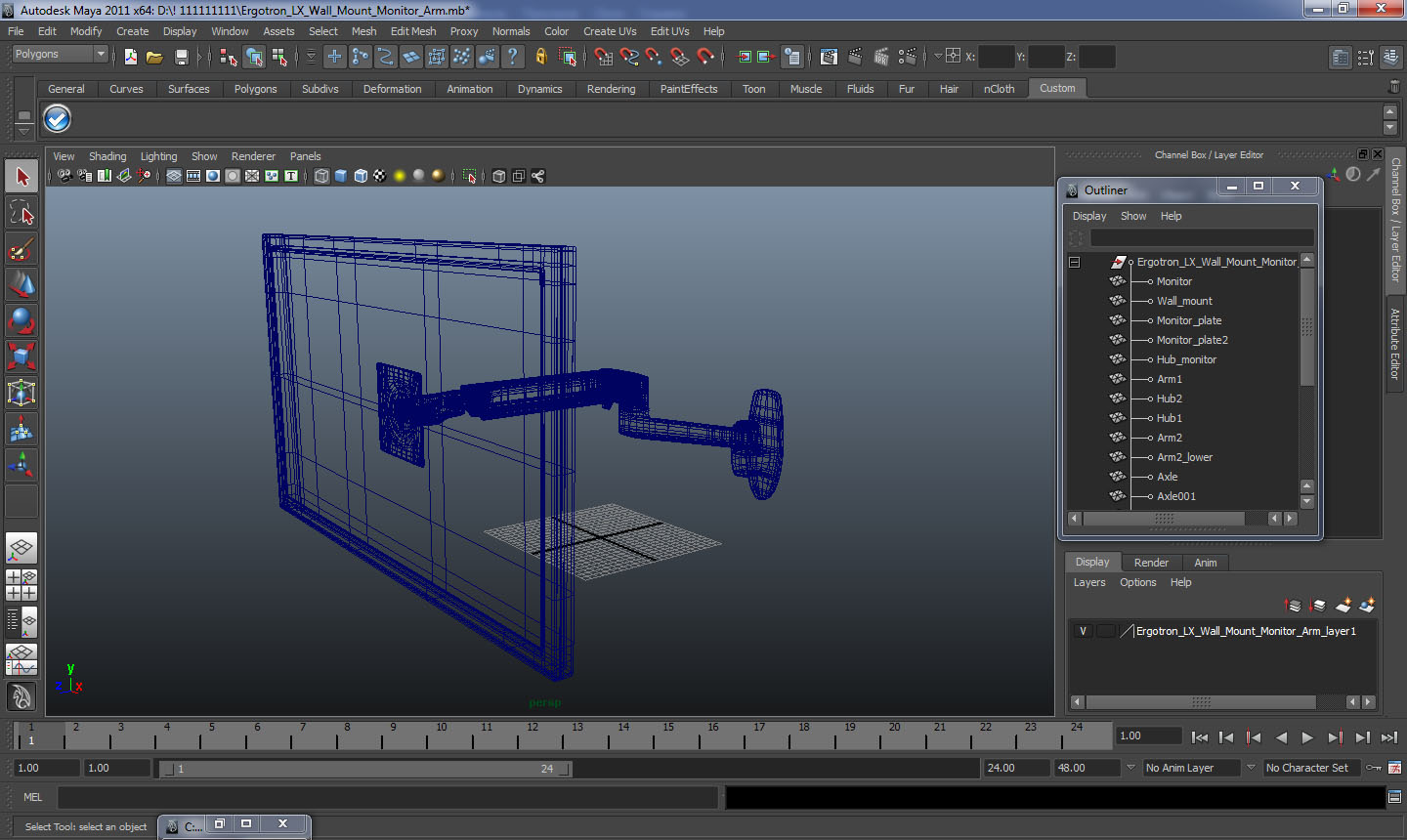 Ergotron LX Wall Mount Monitor Arm 3D model