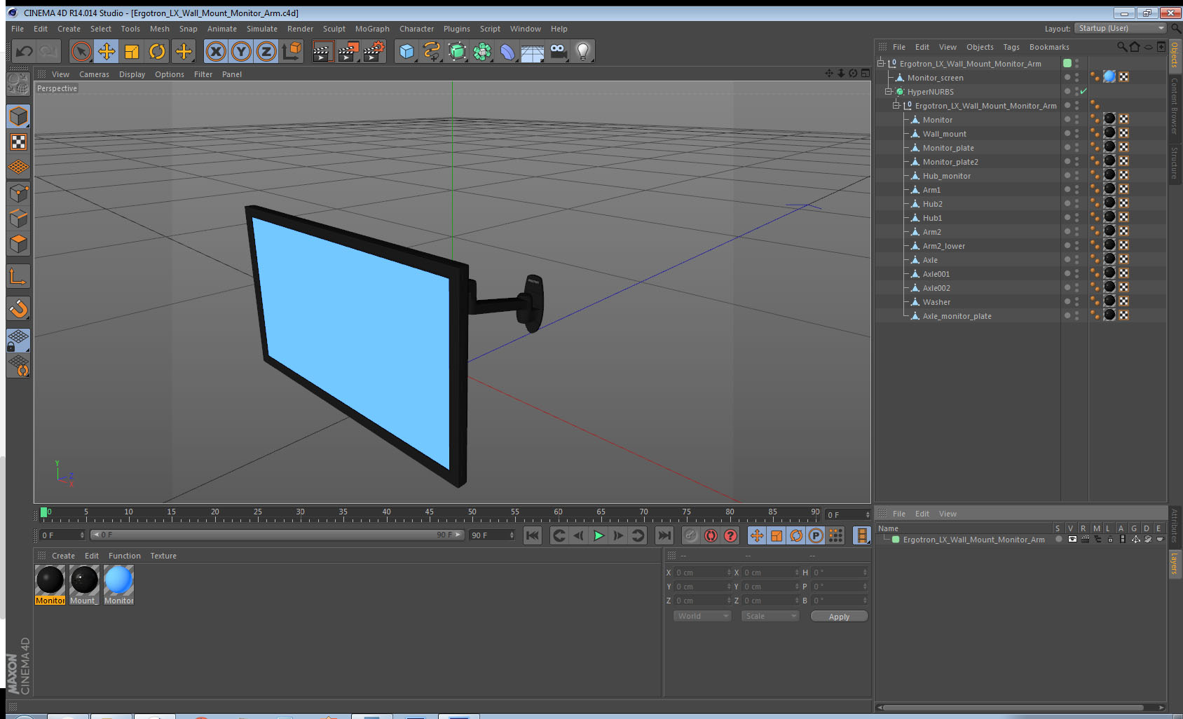 Ergotron LX Wall Mount Monitor Arm 3D model