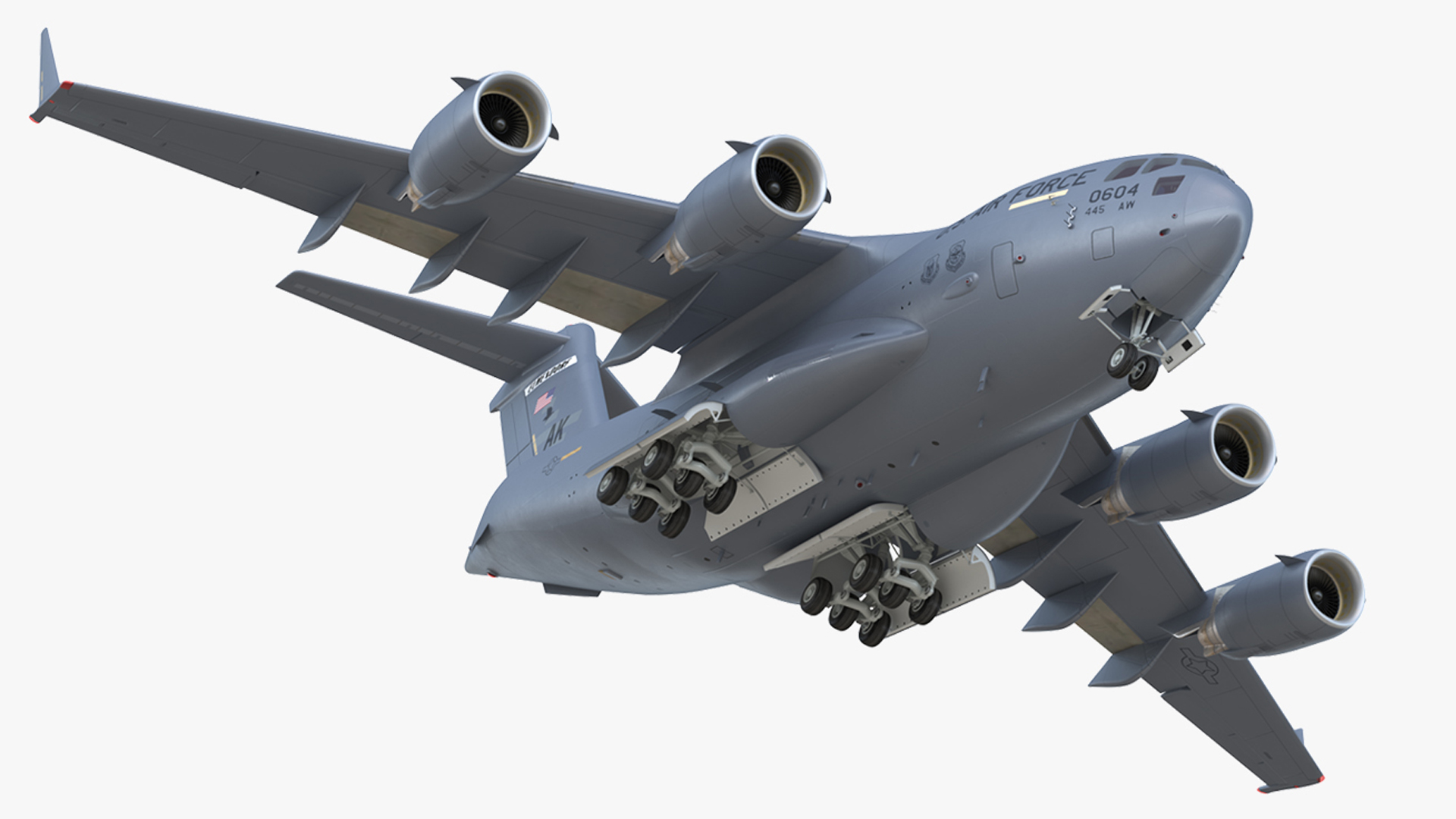 3D Boeing C17 Globemaster III Transport Aircraft Rigged for Maya