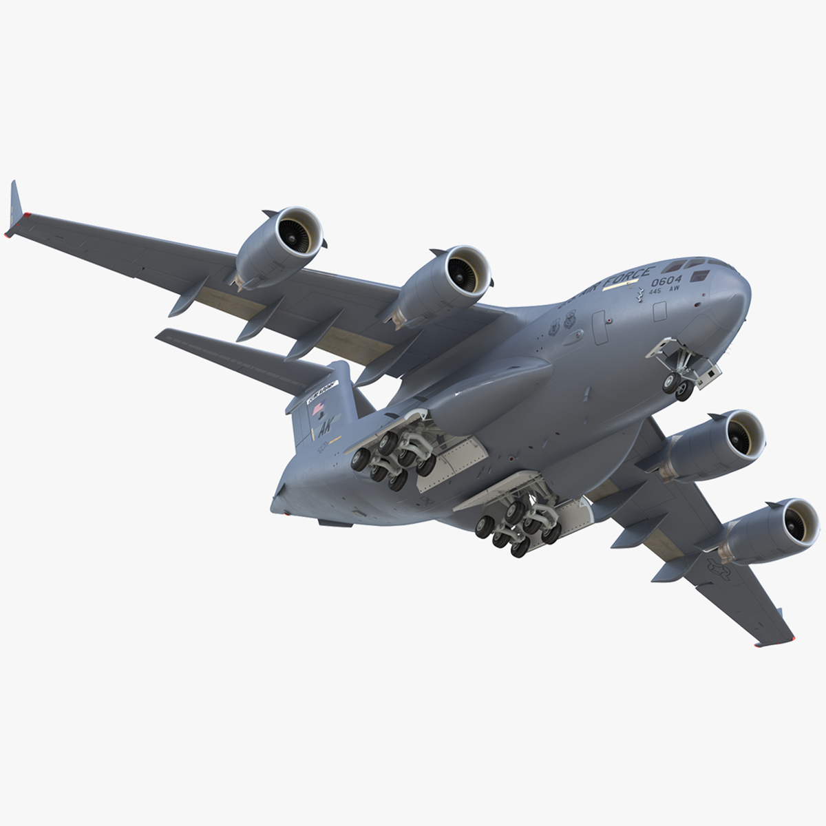 3D Boeing C17 Globemaster III Transport Aircraft Rigged for Maya