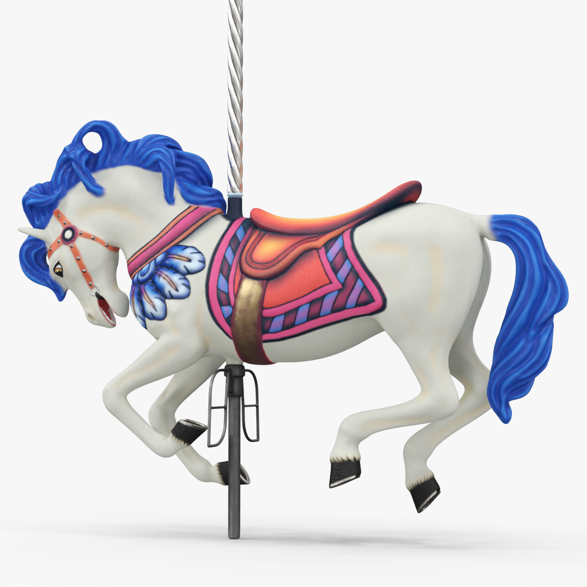 Carousel Galloping White Horse