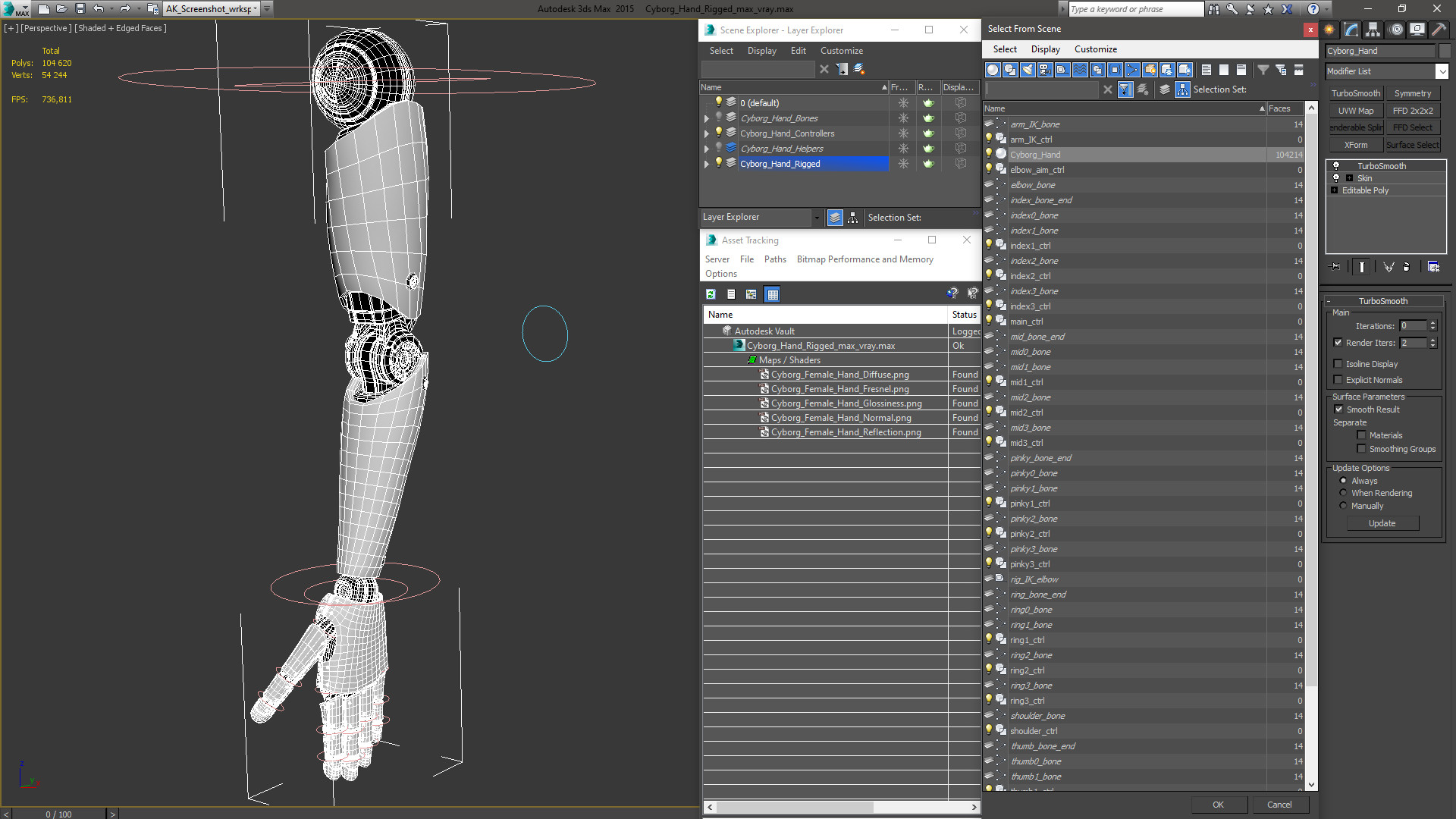 Cyborg Hand Rigged for Cinema 4D 3D