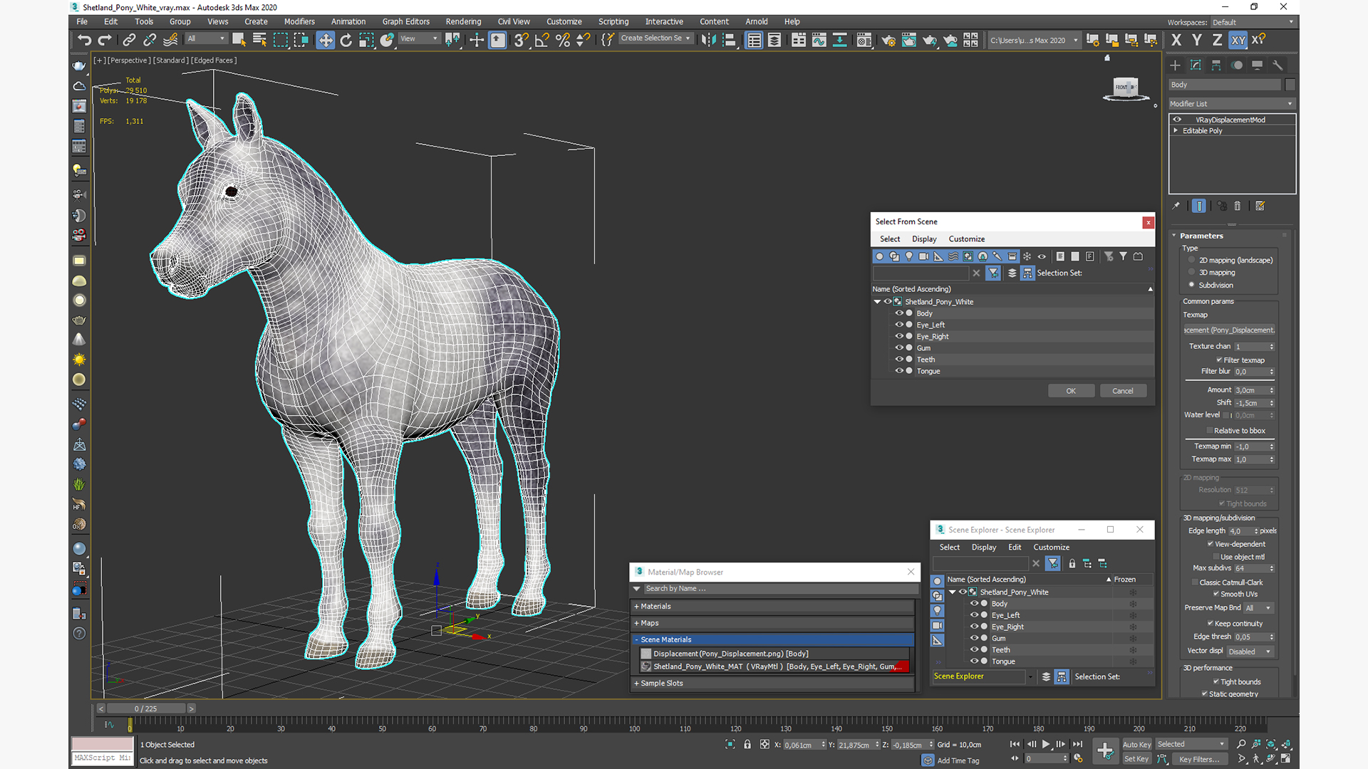 Shetland Pony White 3D model