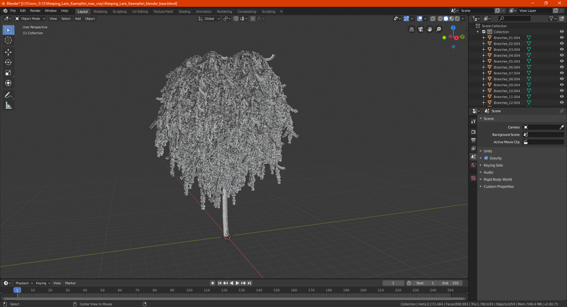 3D Weeping Larix Kaempferi model