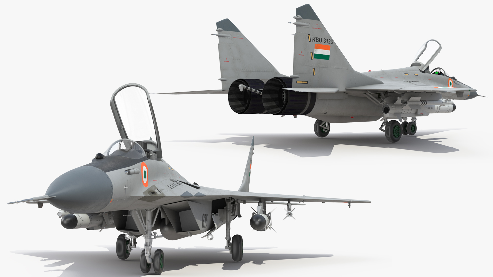 3D model MiG 29K Fulcrum D Indian Navy with Armament Rigged
