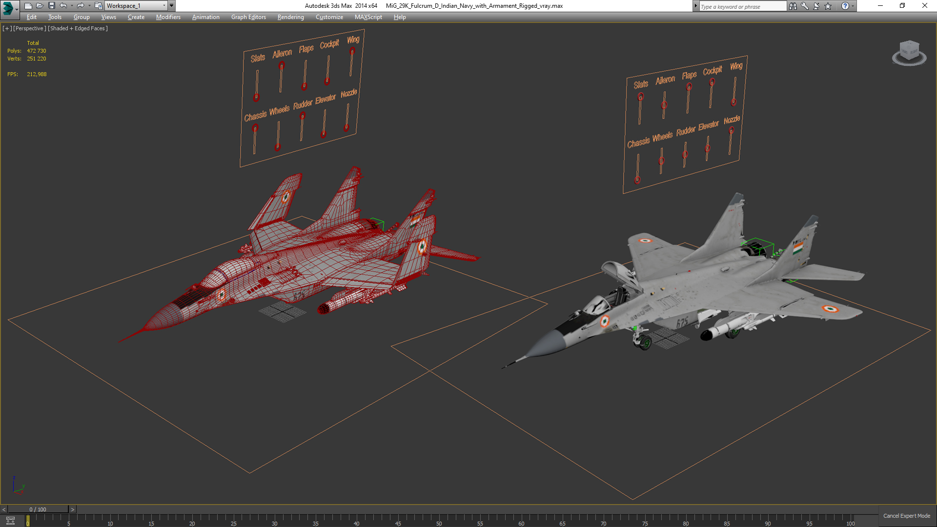 3D model MiG 29K Fulcrum D Indian Navy with Armament Rigged