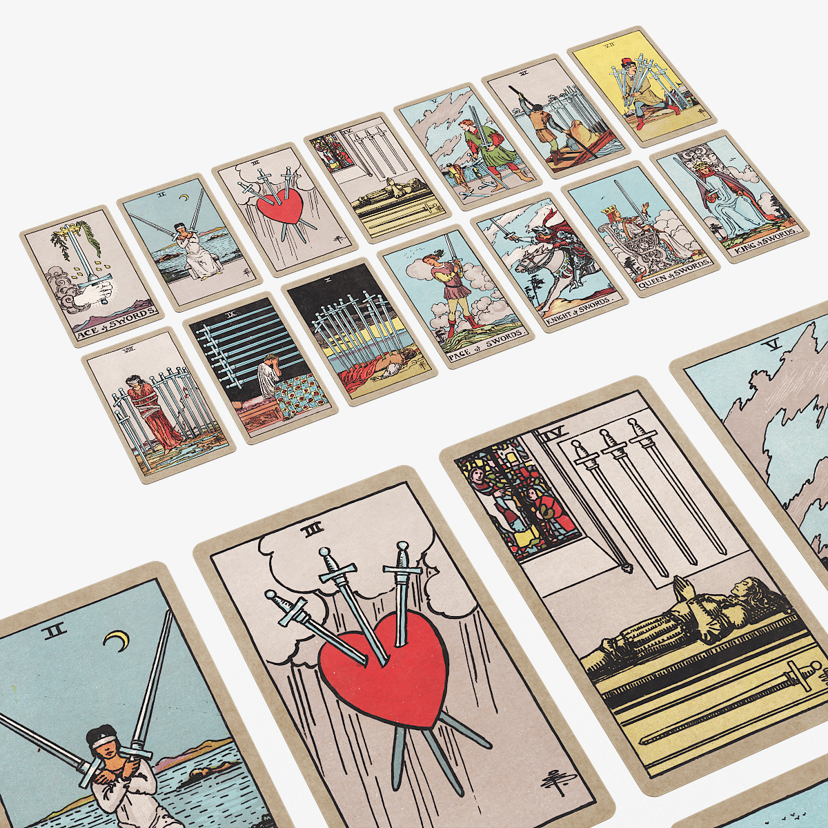 Rider Waite Suit of Swords Tarot Cards
