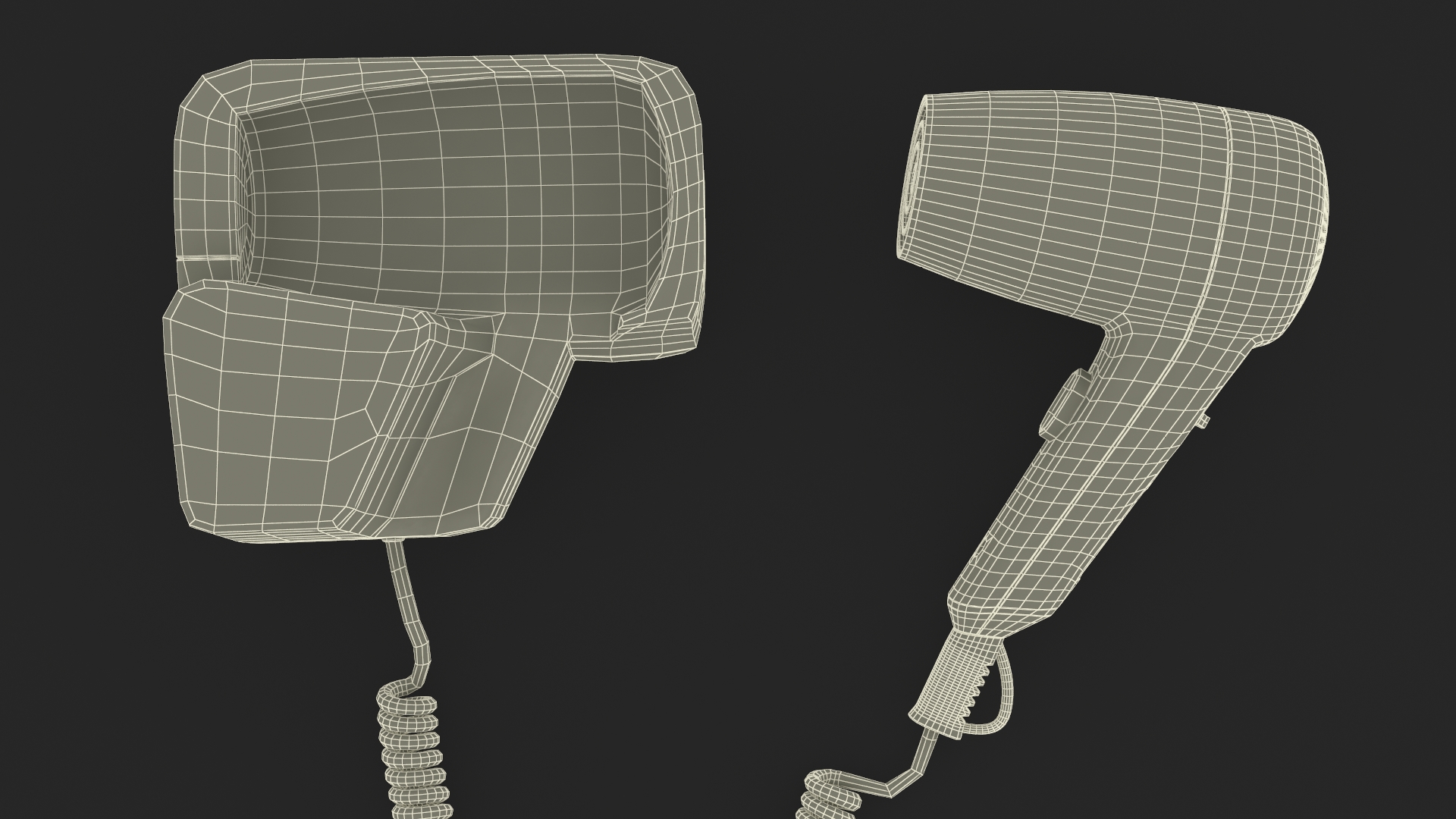 Hotel Hair Dryer Dismounted 3D