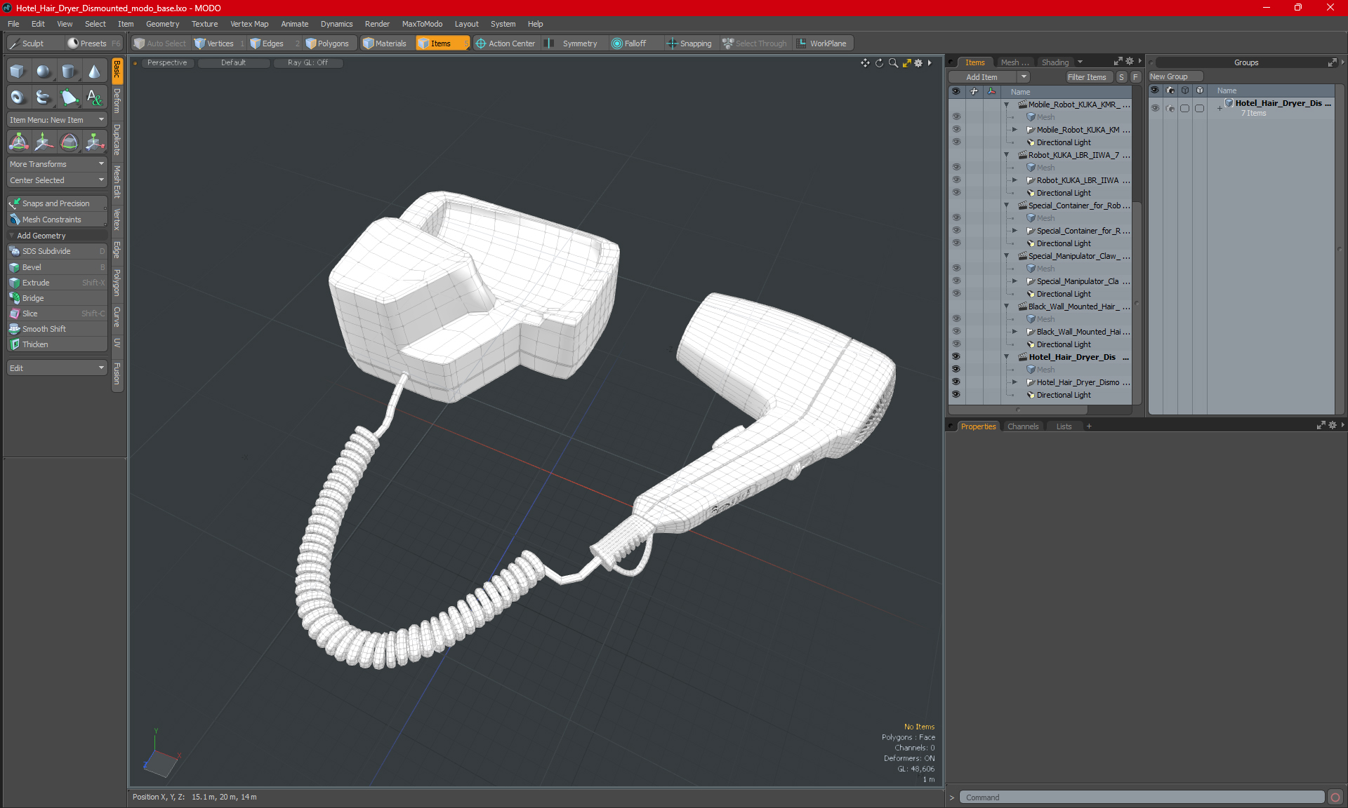 Hotel Hair Dryer Dismounted 3D