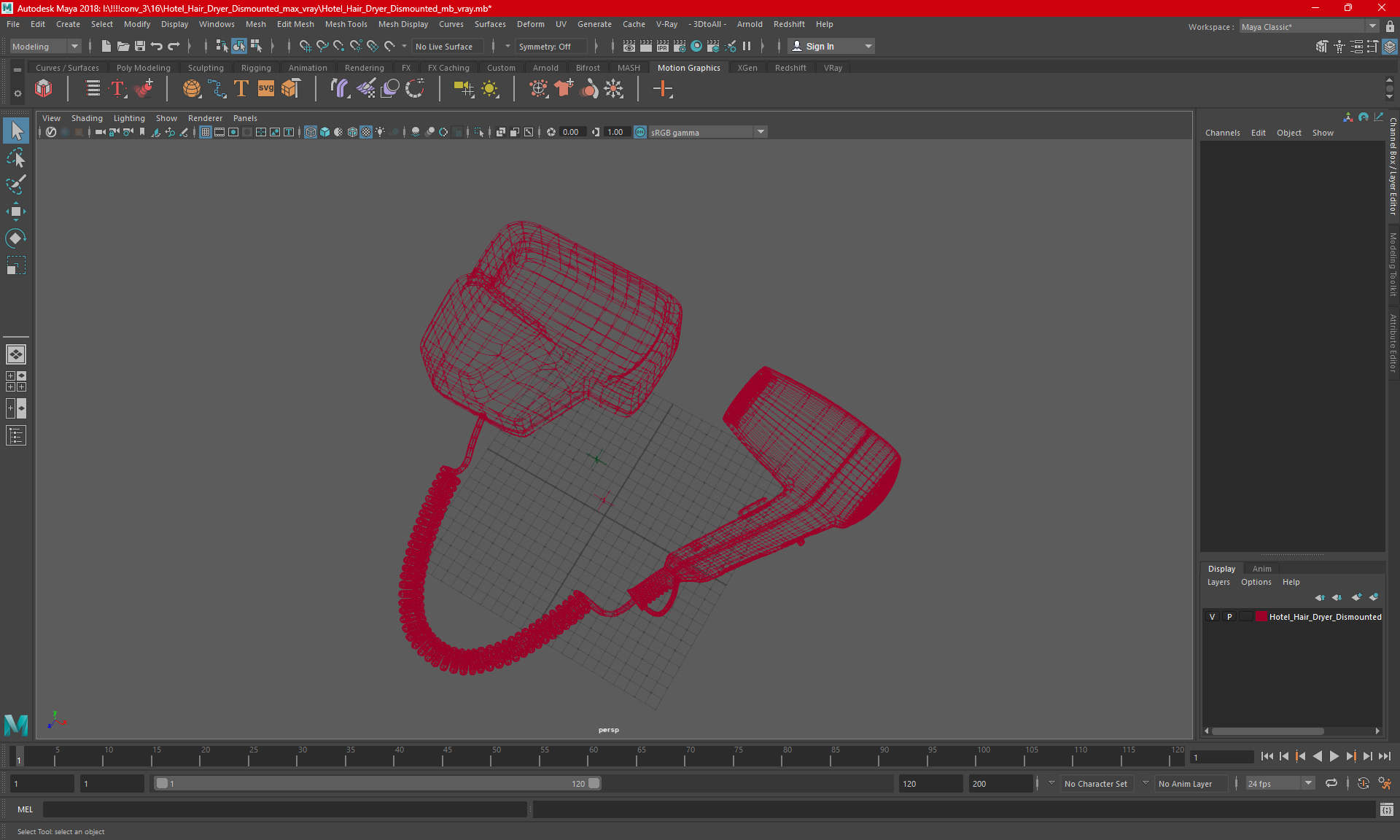 Hotel Hair Dryer Dismounted 3D