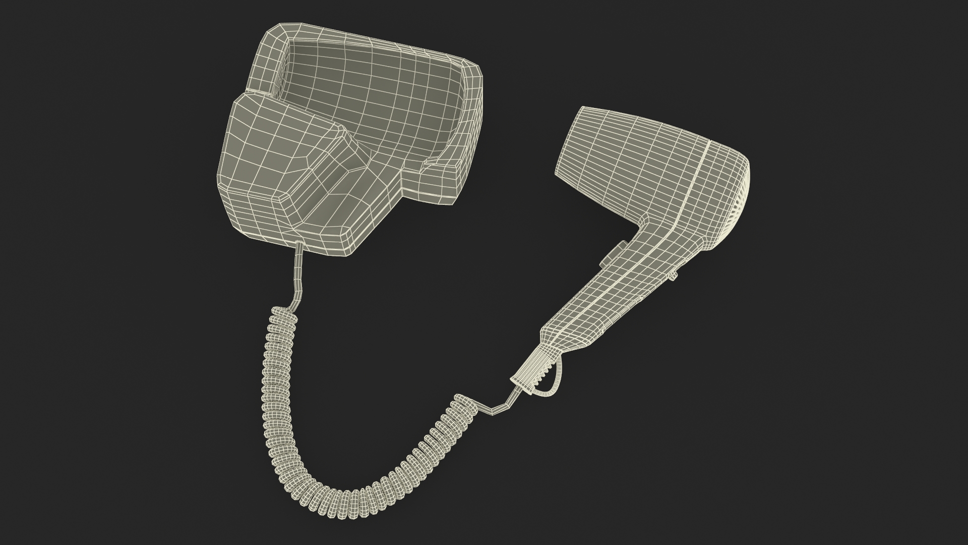 Hotel Hair Dryer Dismounted 3D