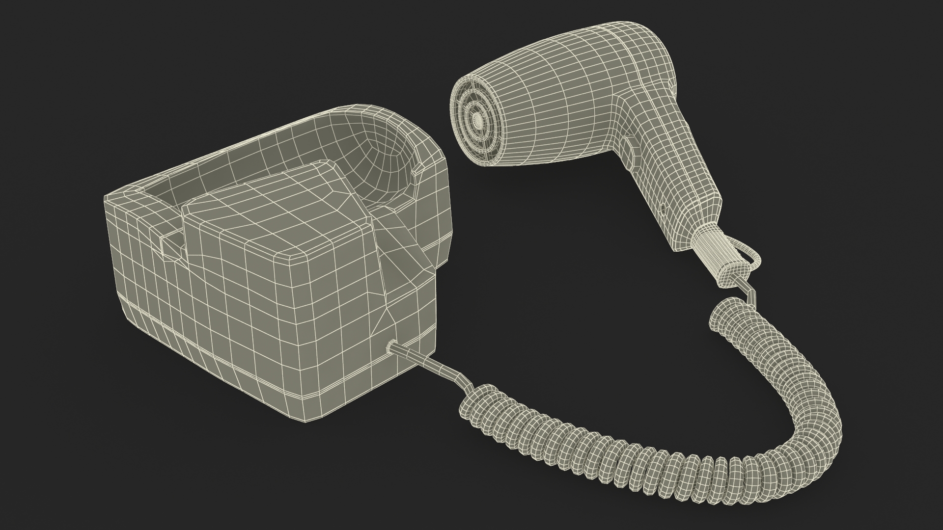 Hotel Hair Dryer Dismounted 3D
