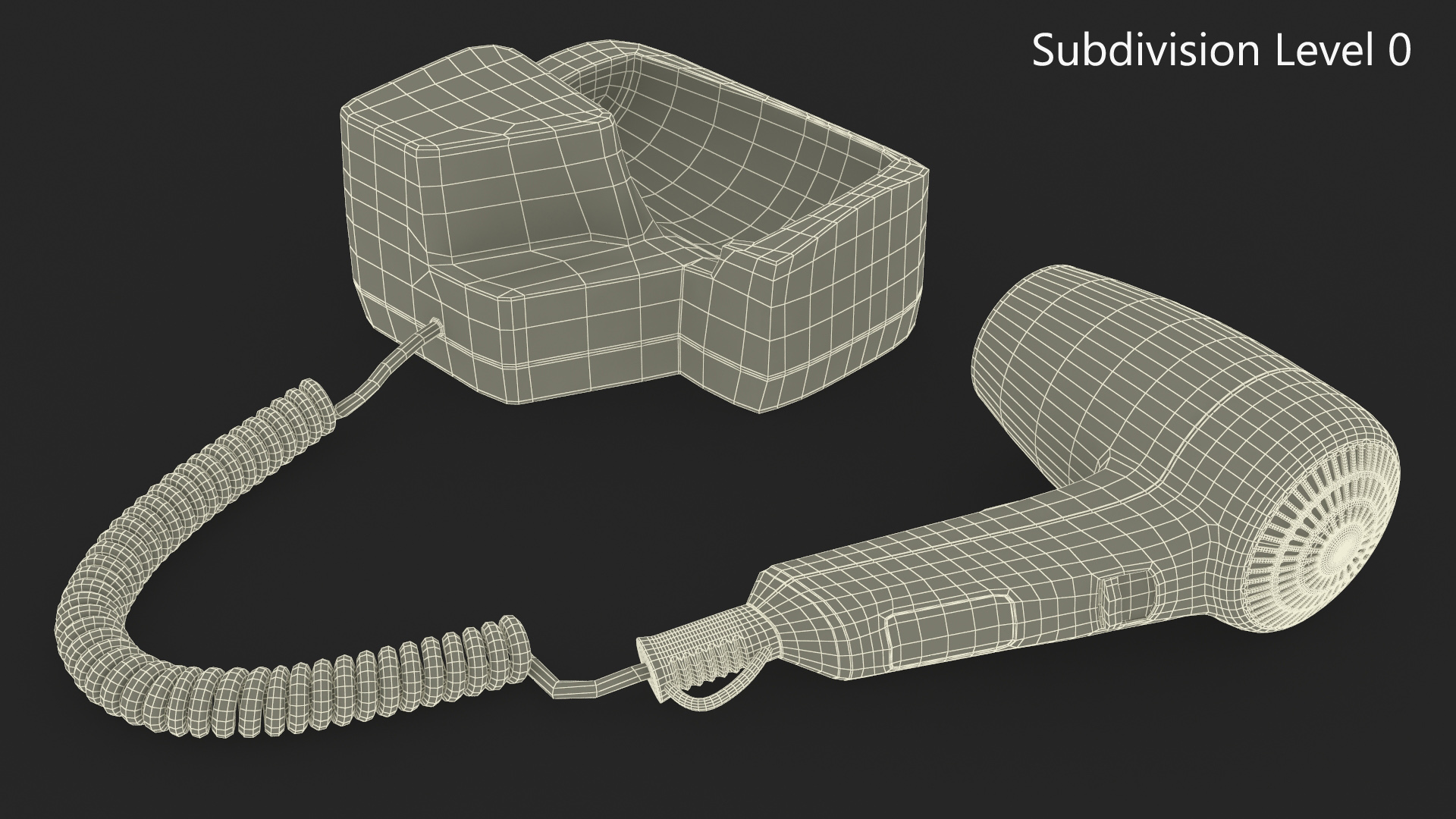 Hotel Hair Dryer Dismounted 3D