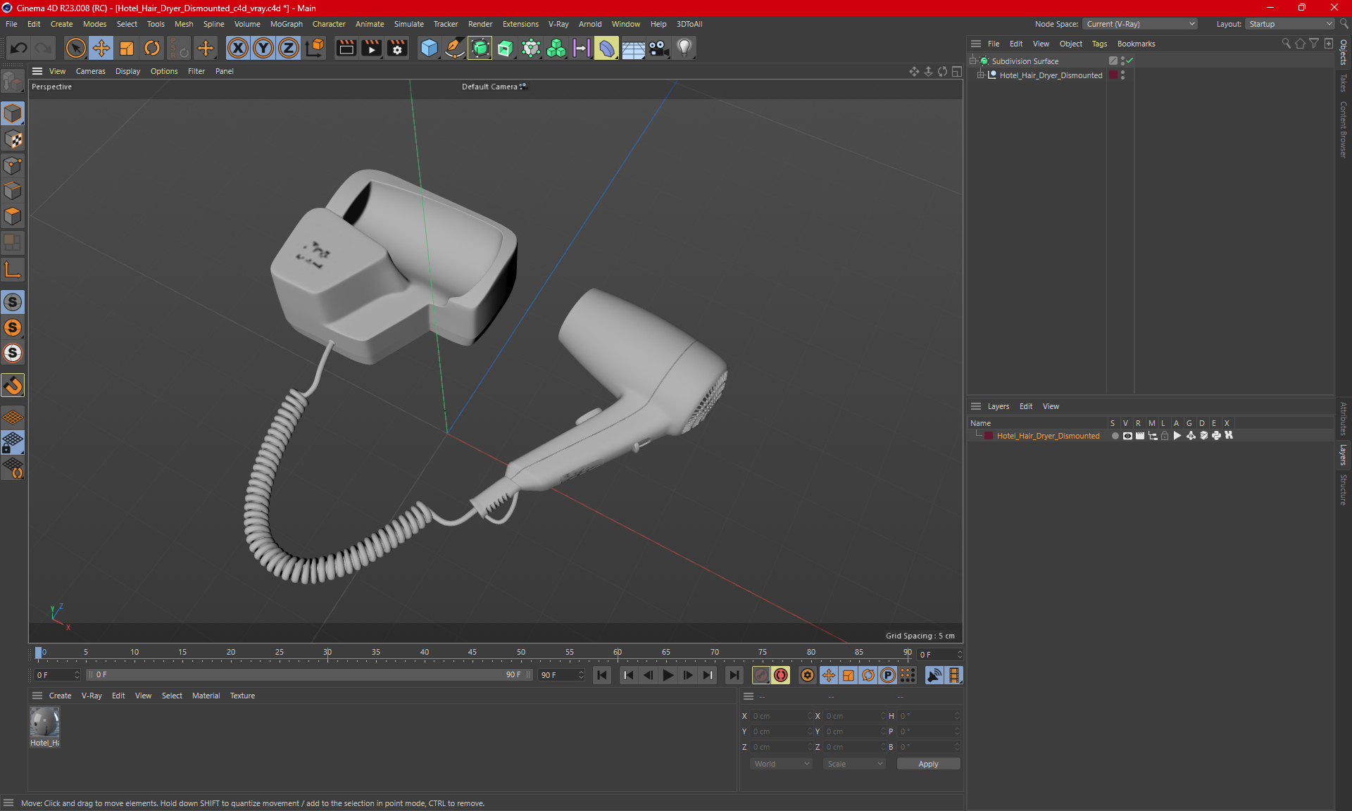 Hotel Hair Dryer Dismounted 3D