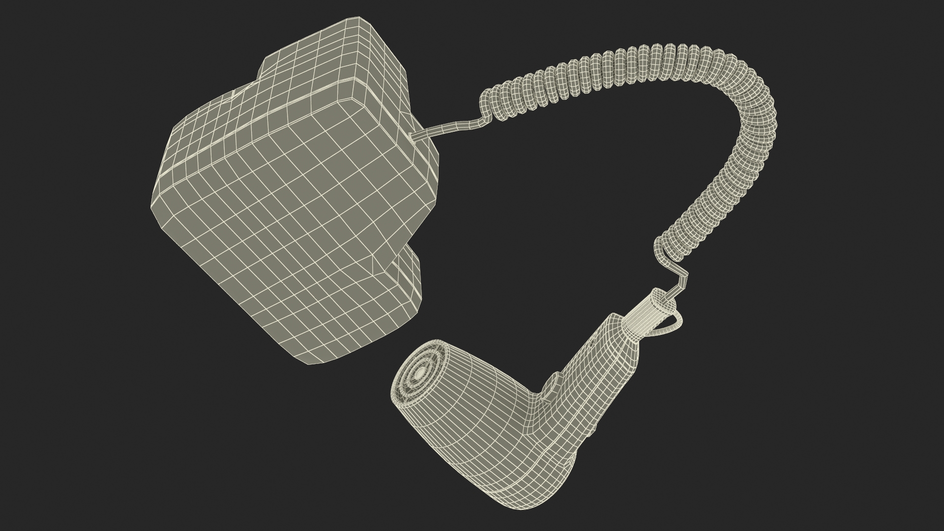 Hotel Hair Dryer Dismounted 3D