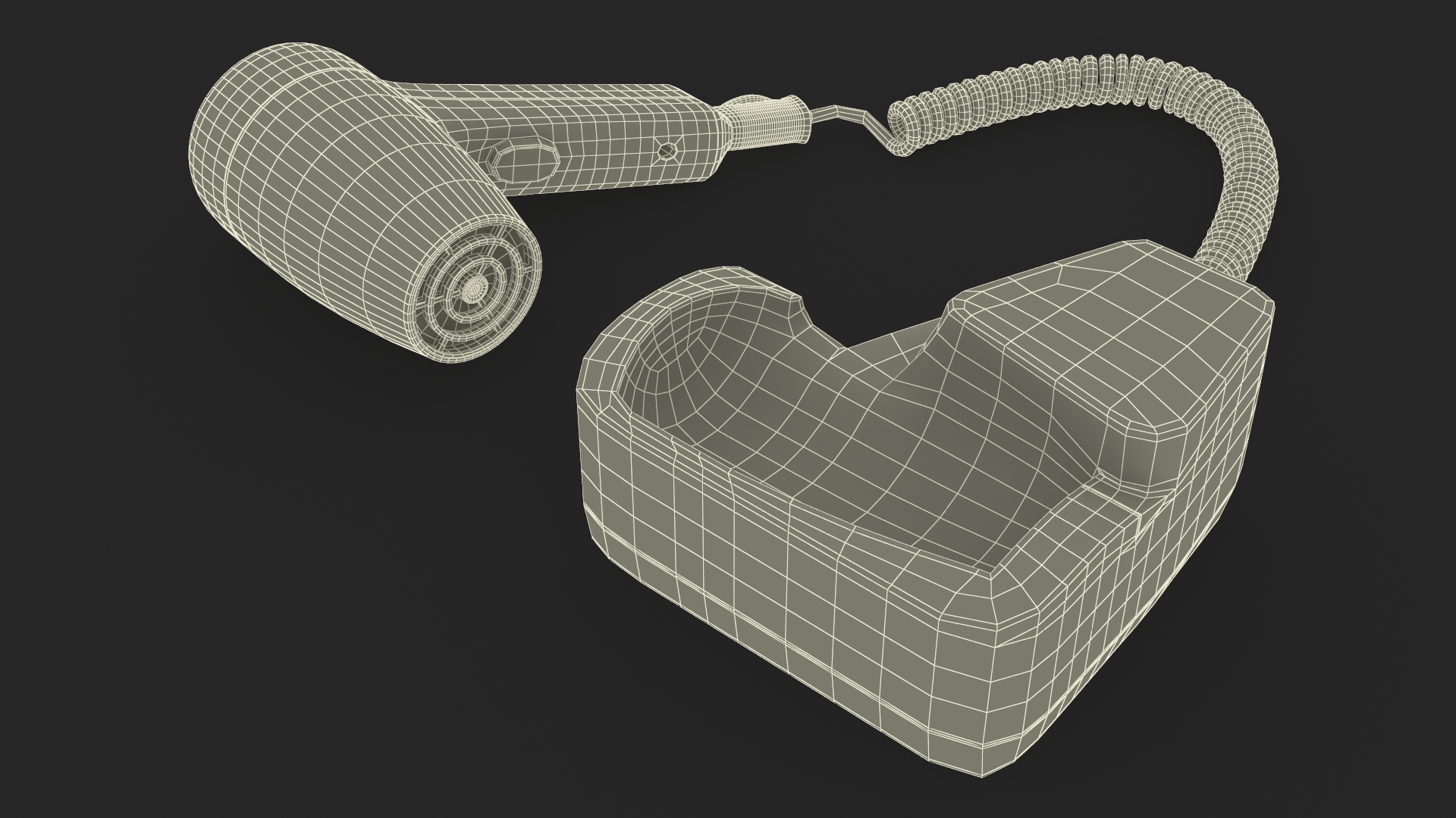 Hotel Hair Dryer Dismounted 3D