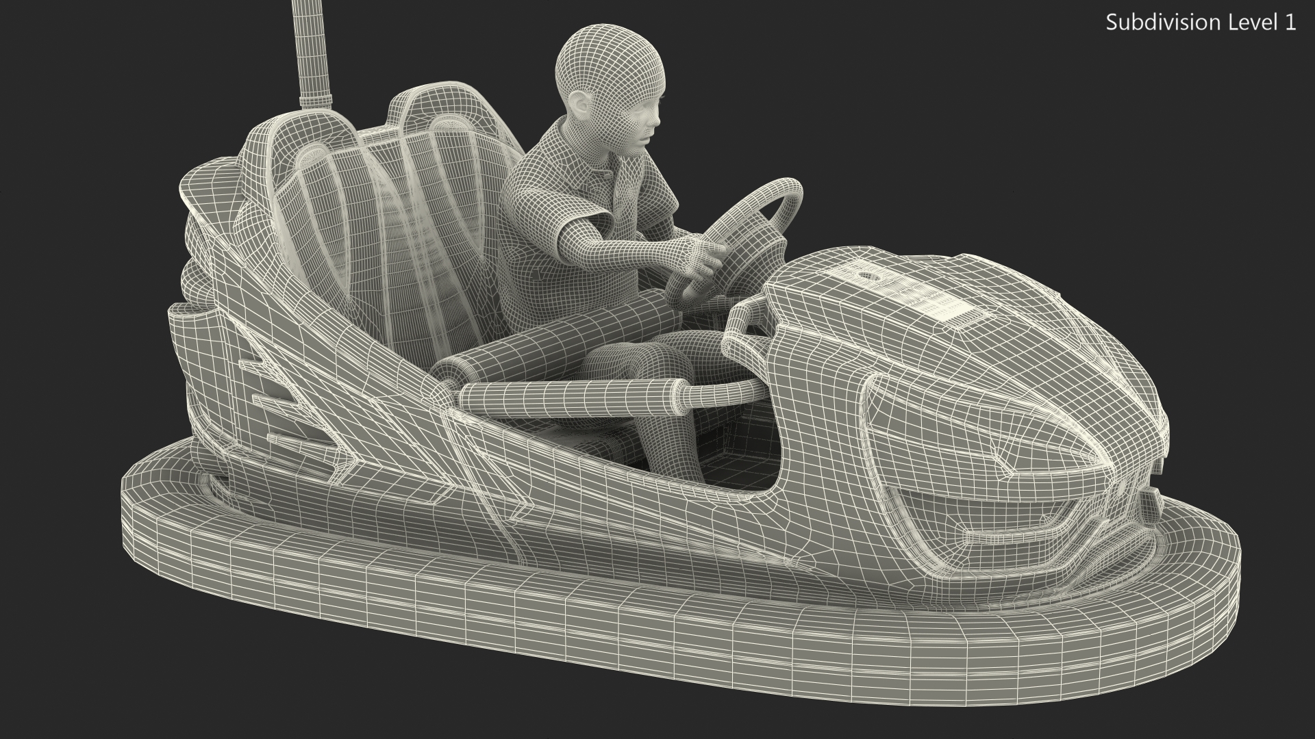3D Bumper Car with Boy Rigged