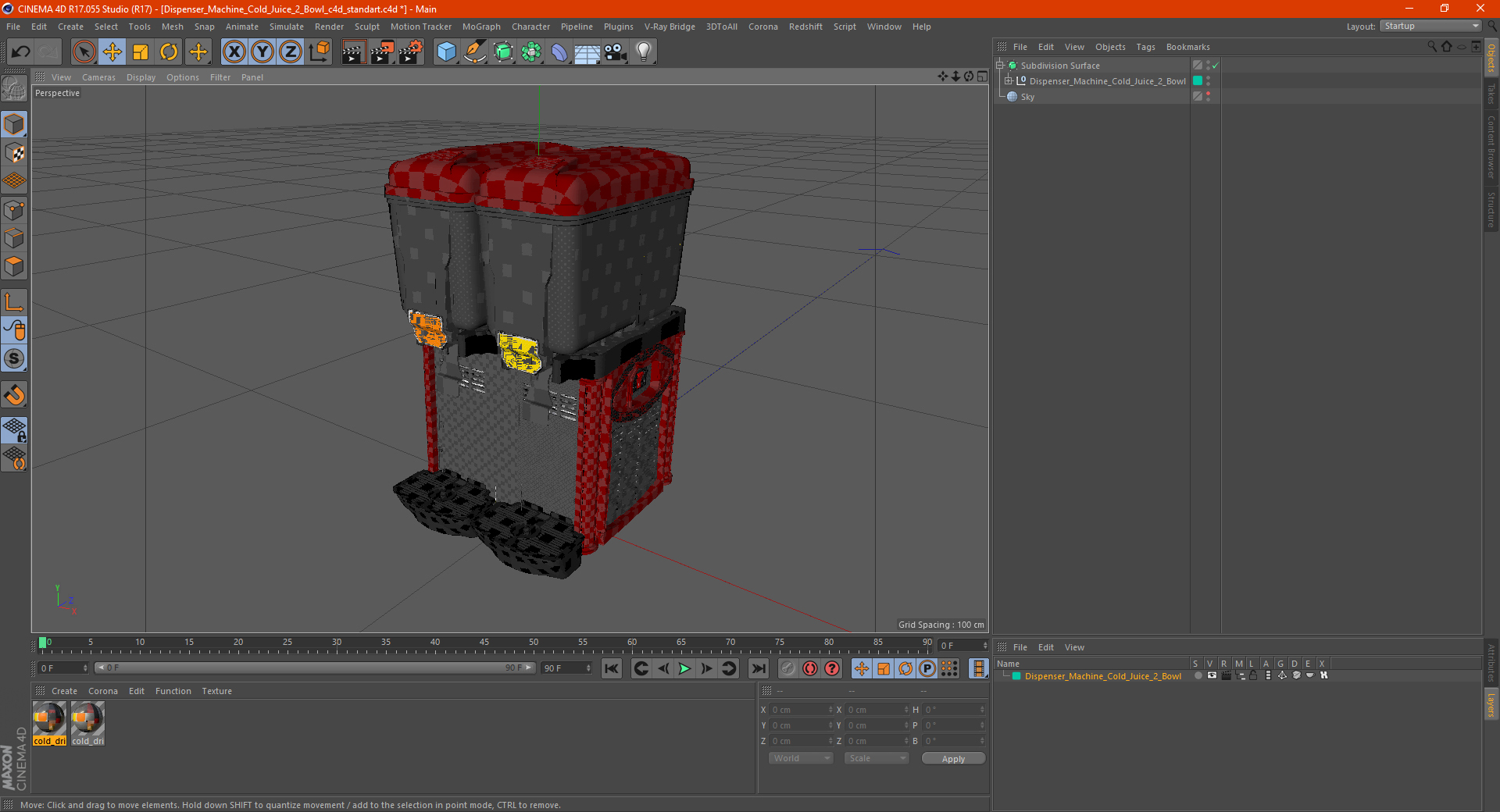 3D model Dispenser Machine Cold Juice 2 Bowl