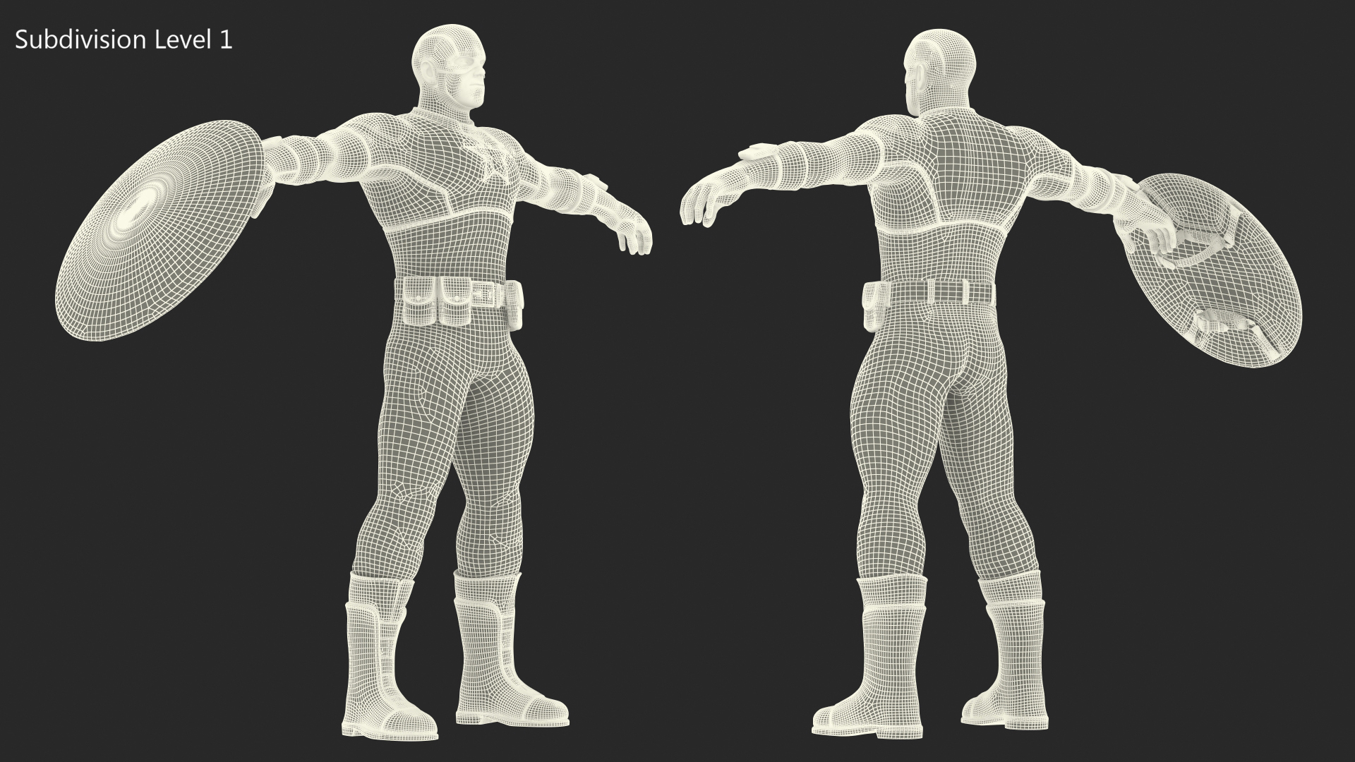 3D model Cartoon Captain America Character T-pose