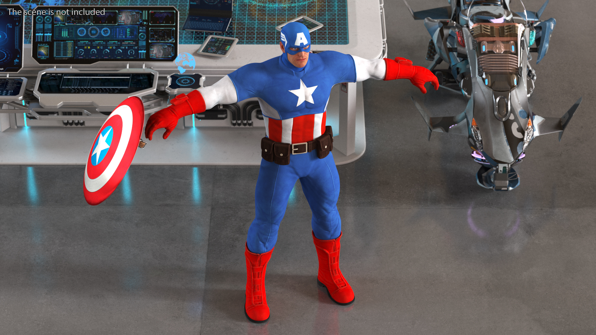 3D model Cartoon Captain America Character T-pose
