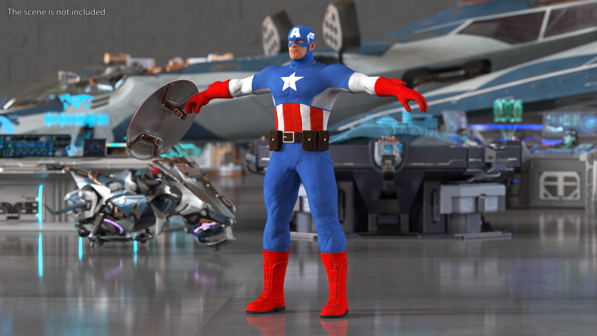 3D model Cartoon Captain America Character T-pose