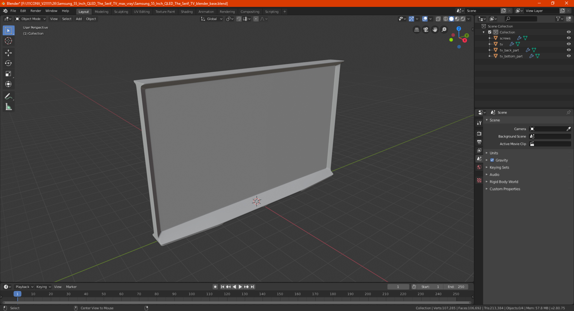 3D Samsung 55 Inch QLED The Serif TV model