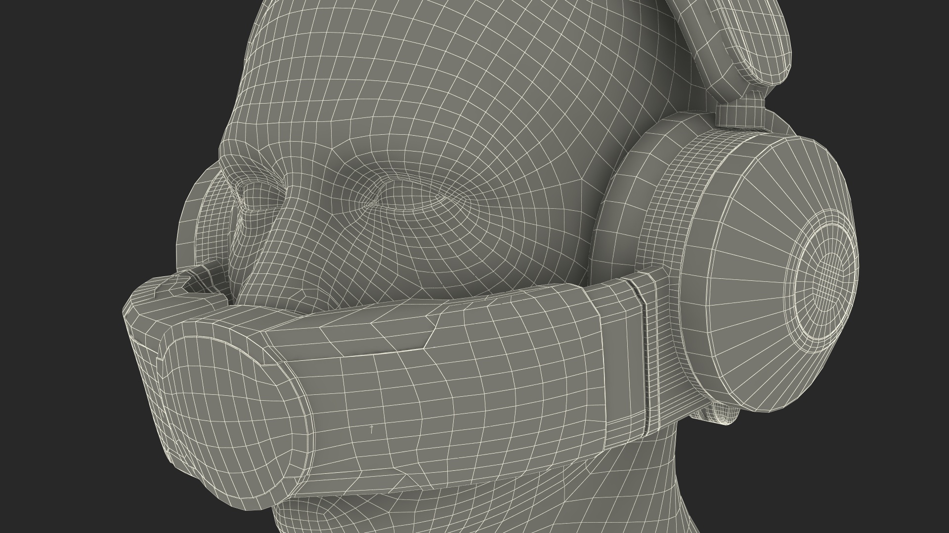 3D model Mannequin Head with Black Air Purifying Headphones