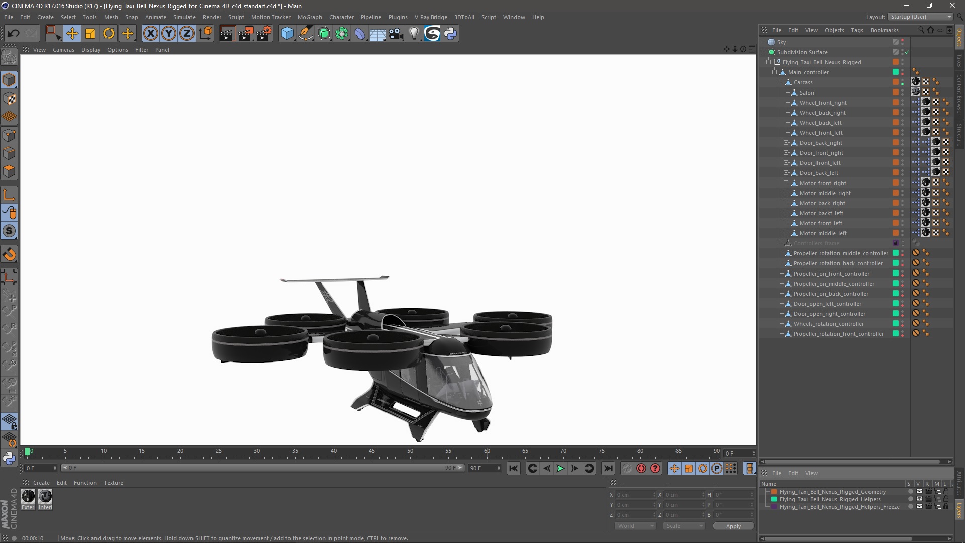 3D Flying Taxi Bell Nexus Rigged for Cinema 4D model