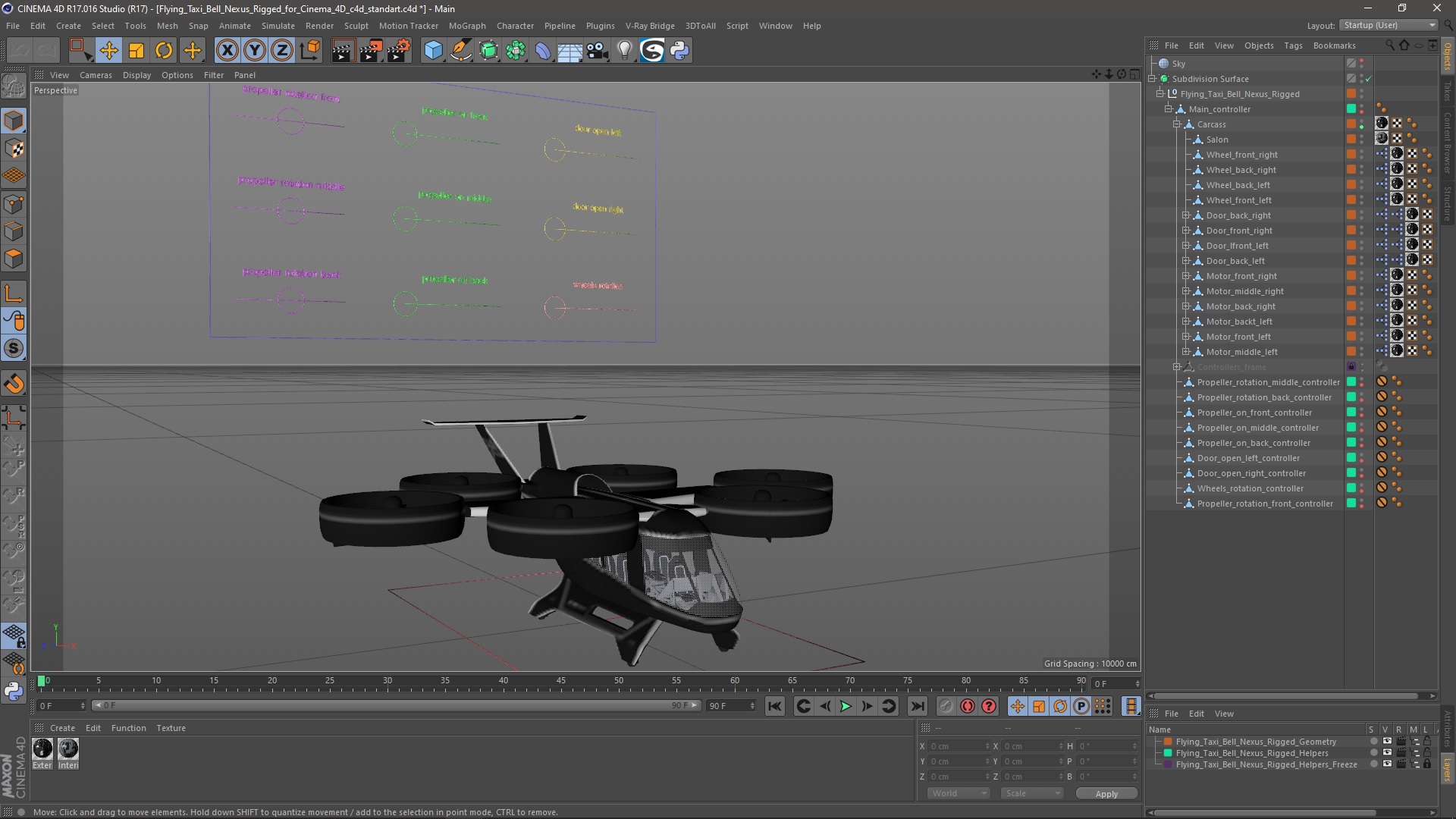 3D Flying Taxi Bell Nexus Rigged for Cinema 4D model