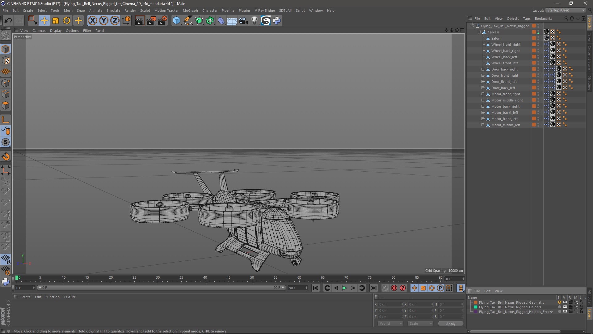 3D Flying Taxi Bell Nexus Rigged for Cinema 4D model