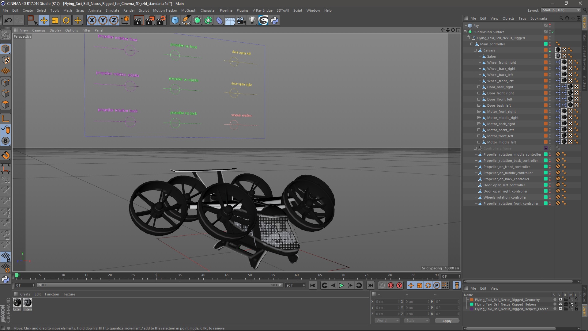3D Flying Taxi Bell Nexus Rigged for Cinema 4D model