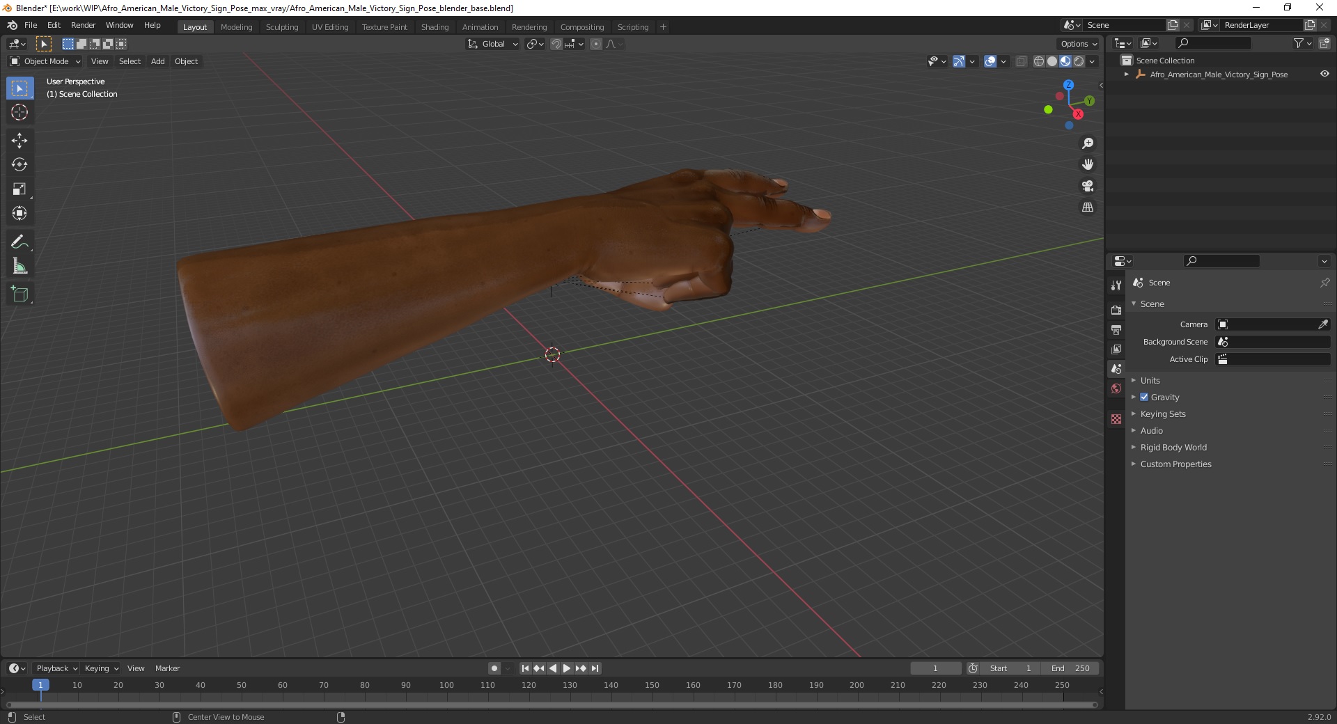 3D Afro American Male Victory Sign Pose