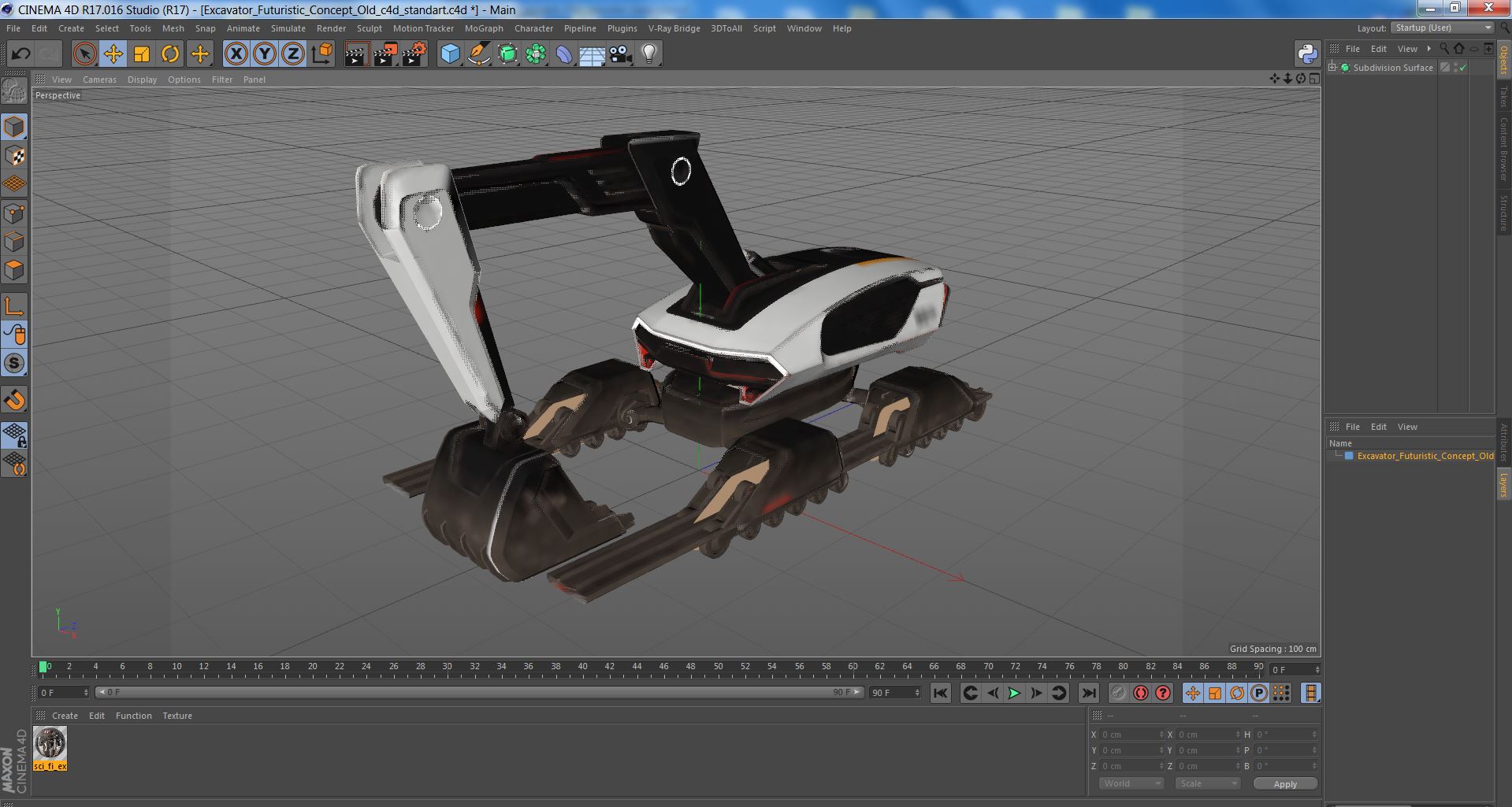 Excavator Futuristic Concept Old 3D