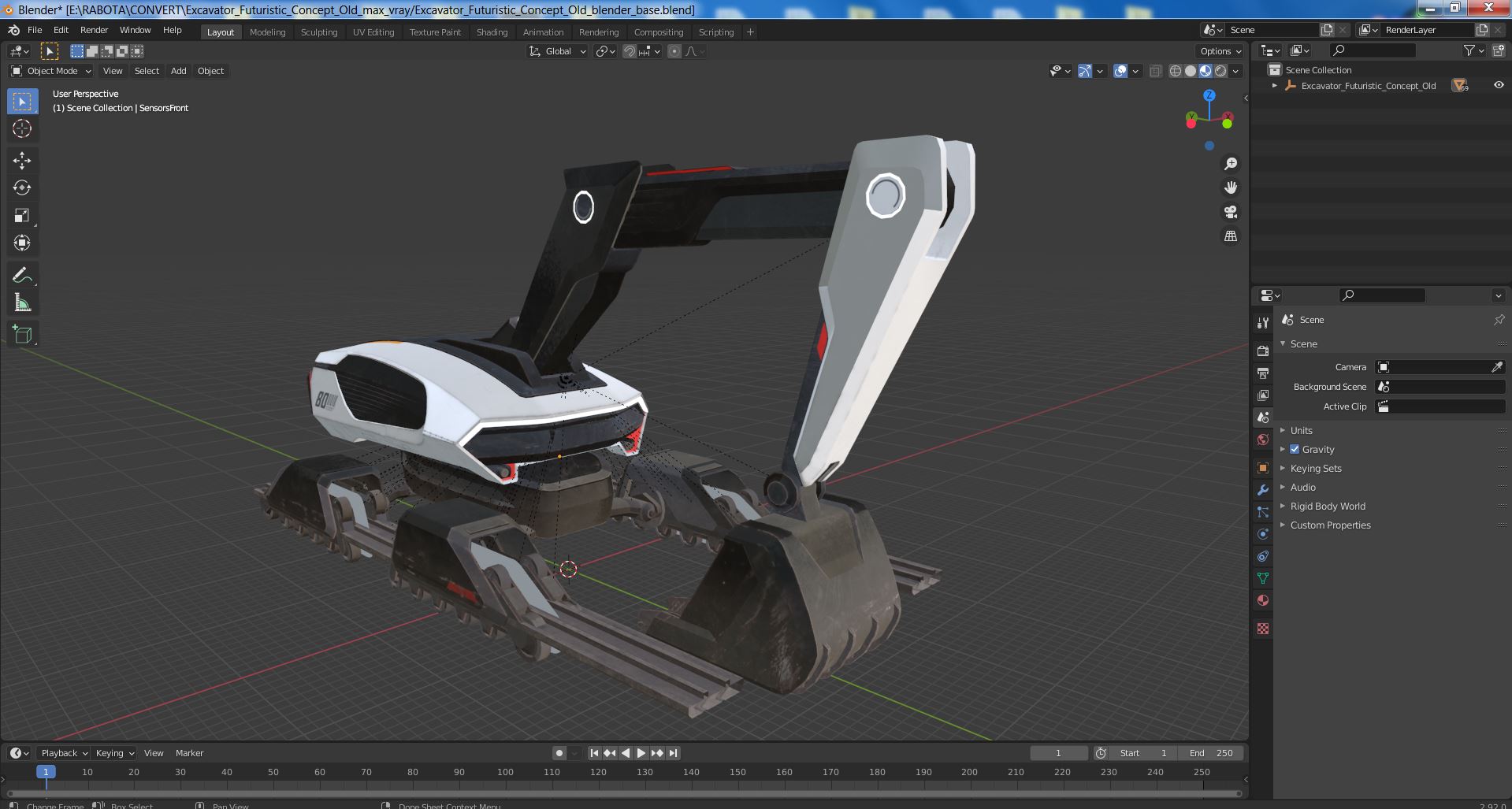 Excavator Futuristic Concept Old 3D