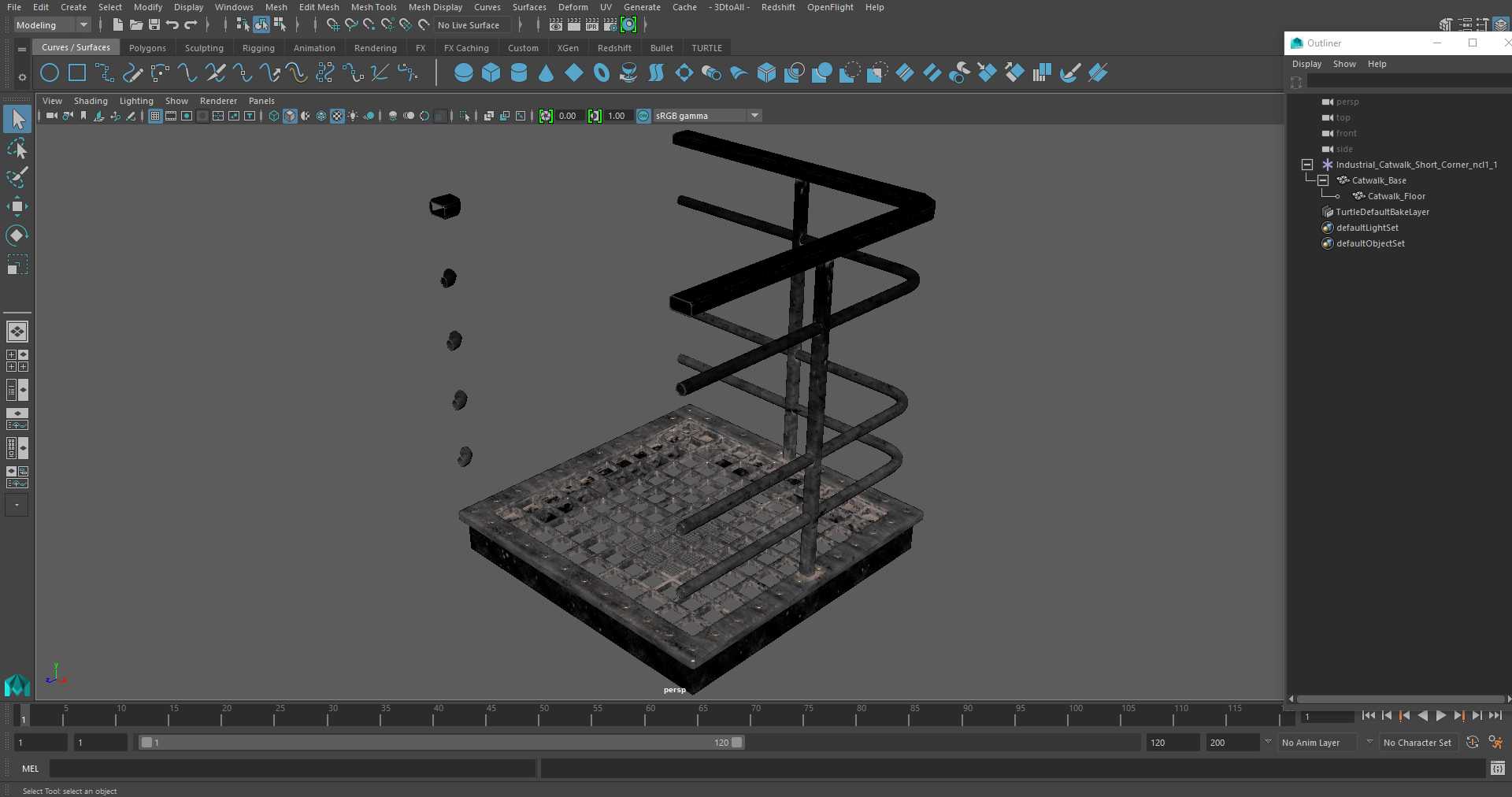 3D Industrial Catwalk Short Corner