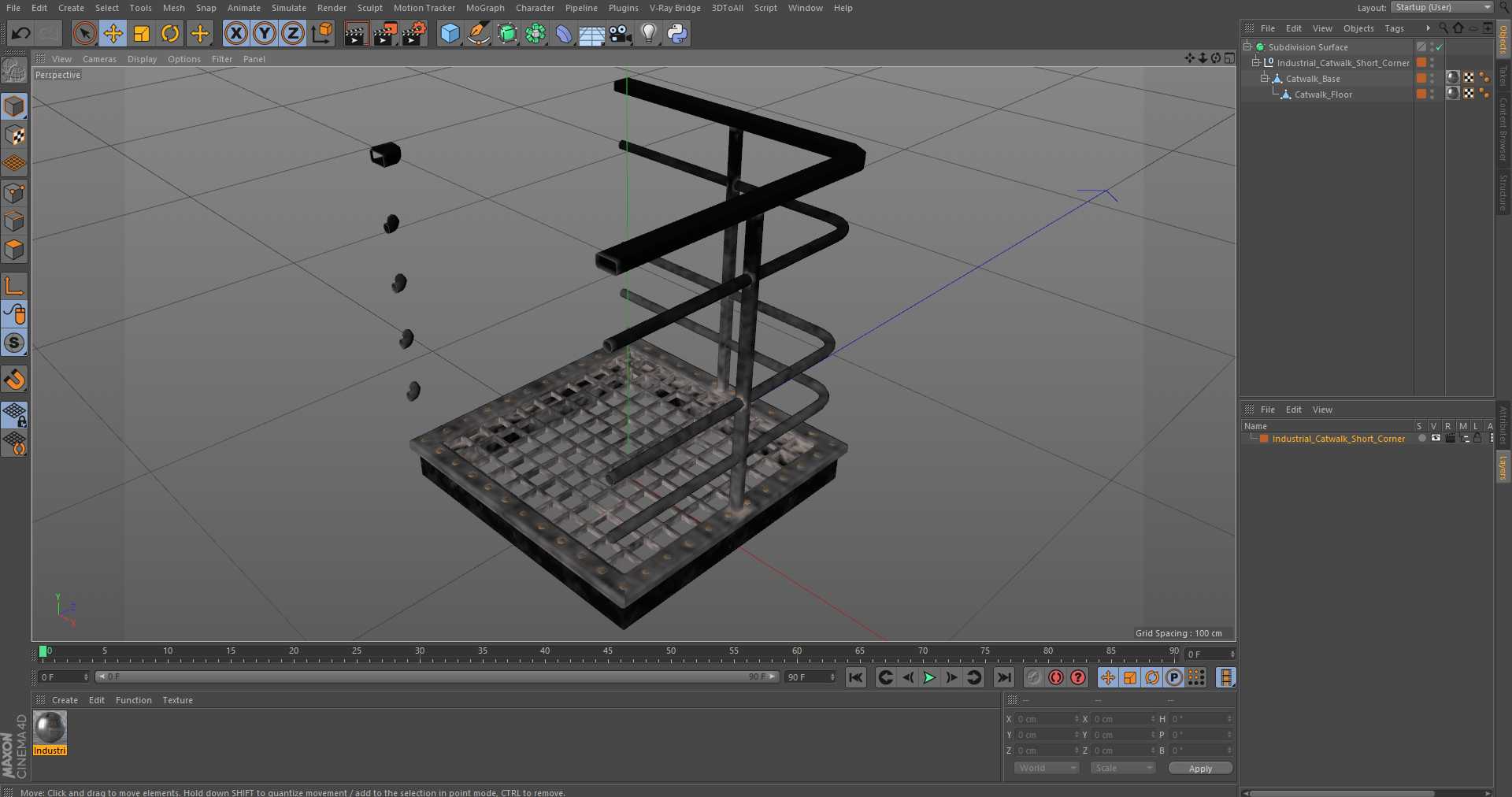 3D Industrial Catwalk Short Corner