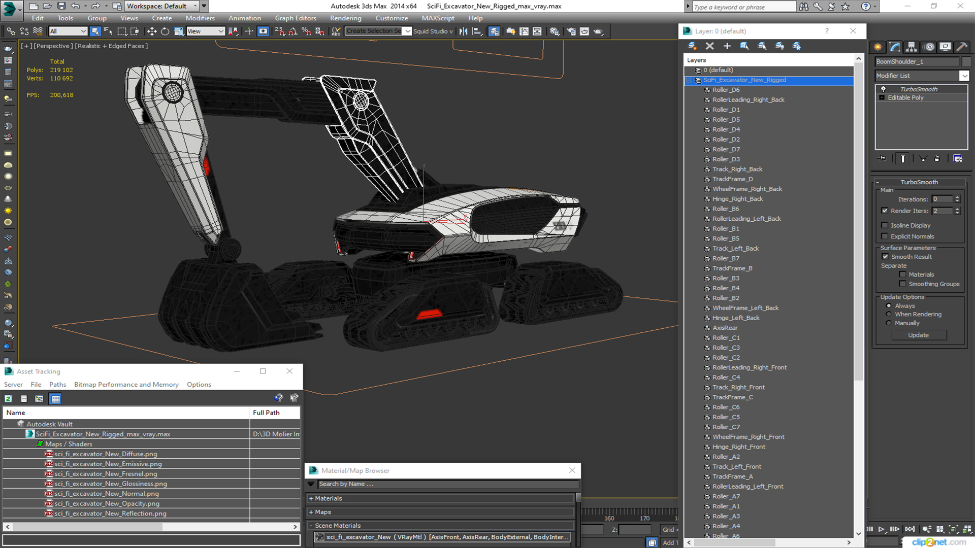 3D SciFi Excavator New Rigged