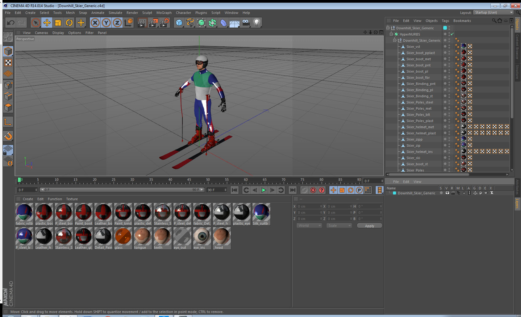 Downhill Skier Generic 3D